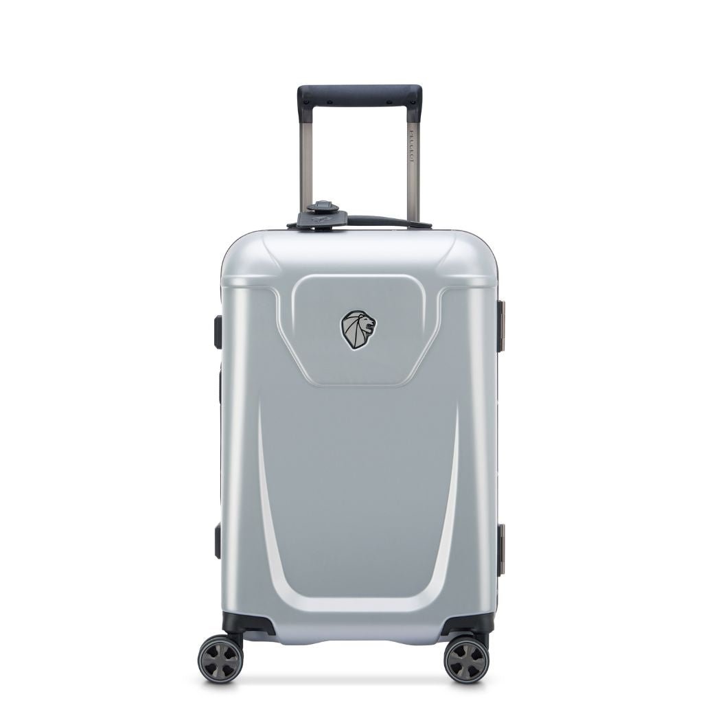 Peugeot Voyages 55cm Zipperless Carry On Luggage - Silver | Lightweight Spinner Suitcase for Air Travel, Business Trips & Weekend Getaways