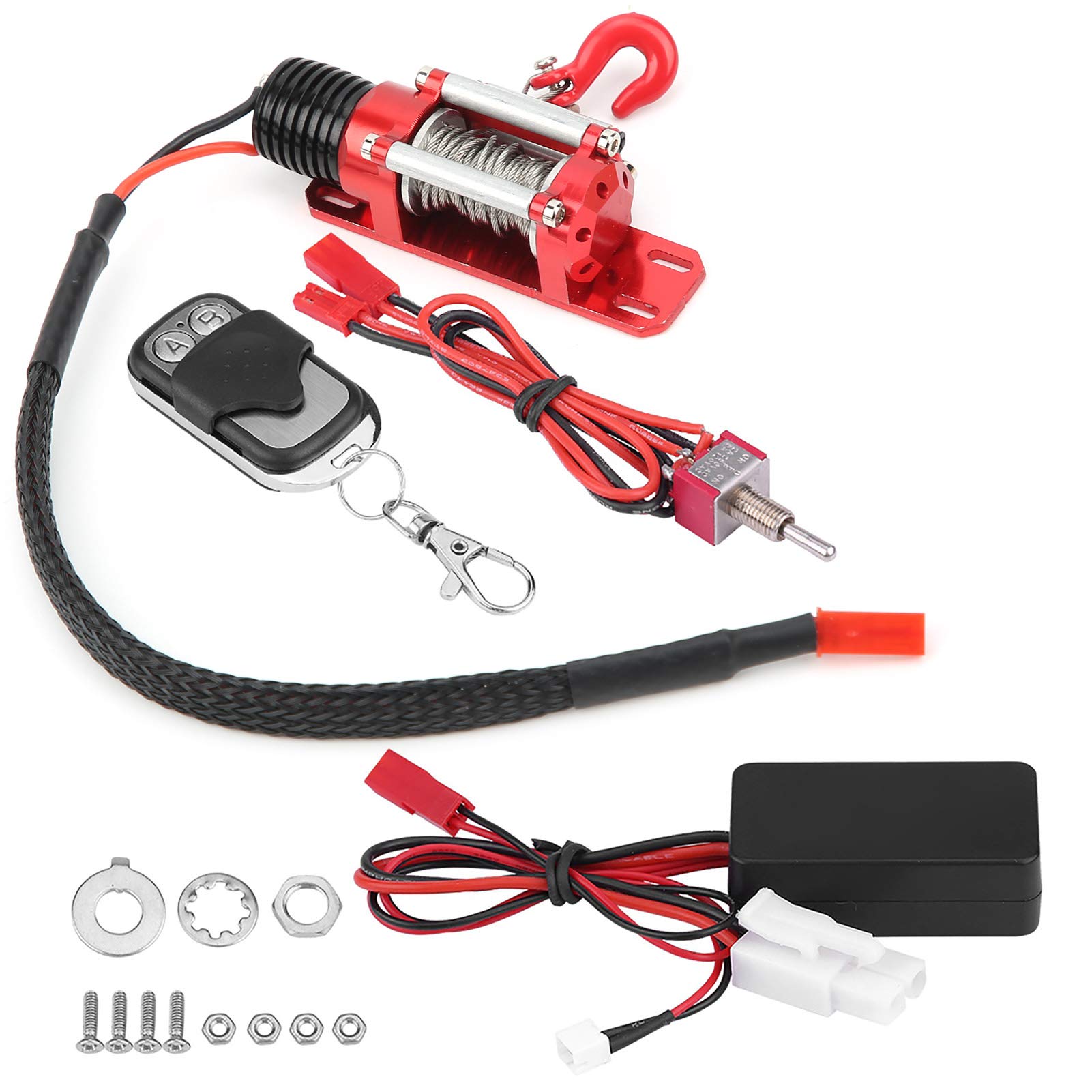1/10 Scale RC Crawler Car Metal Winch with Remote Controller - Heavy Duty Bumper Mount Accessory for Off-Road Model Vehicles | Perfect for Rock Crawling, Trail Adventures & RC Competitions