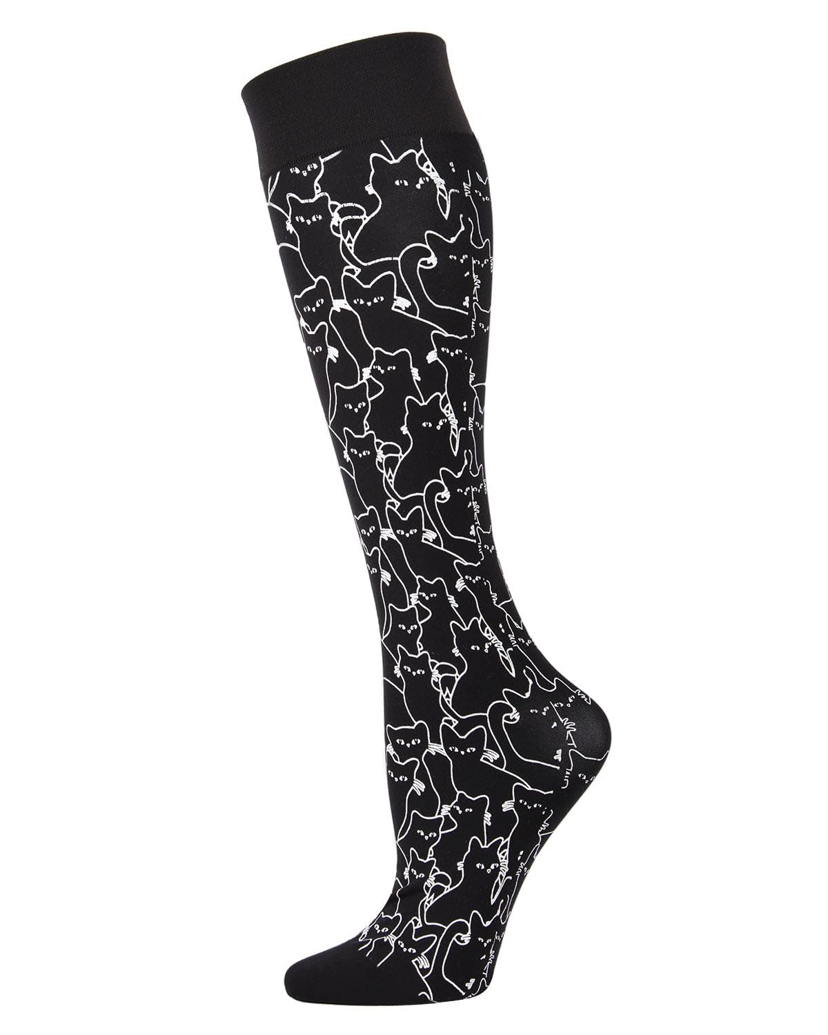 MeMoi Women's Kitten Print Knee High Socks - Cute Cat Pattern Stockings for Casual Wear, Cosplay & Outfits