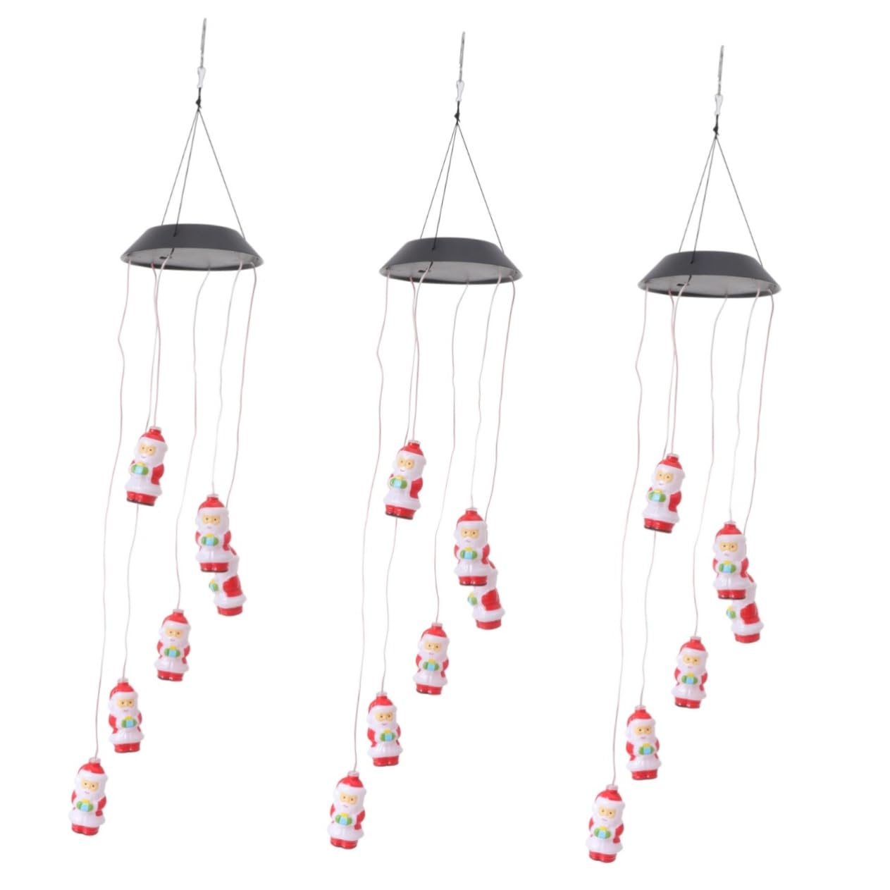 ABOOFAN 3 Pack Solar Powered Wind Chime Lights with LED - Outdoor Christmas Decorations, Santa Wind Bell for Garden, Patio, Yard & Lawn - Perfect for Holiday, Party & Nighttime Decoration