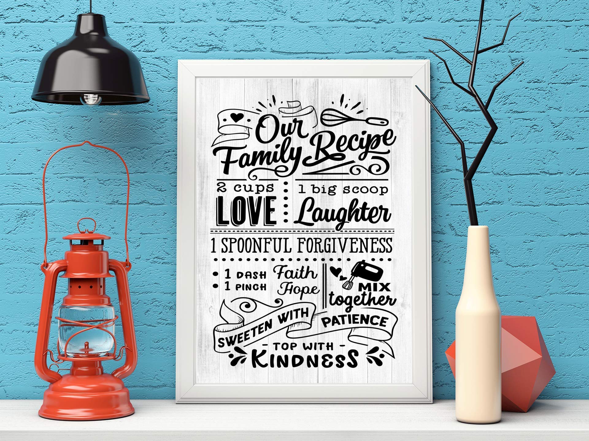 Happy Signs for Home Decor | Family Recipe Kitchen Wall Art, Cute Typography Fun Character Kitchen Decor | 8x10 Unframed Prints | Perfect for Farmhouse, Apartment & Gift Giving