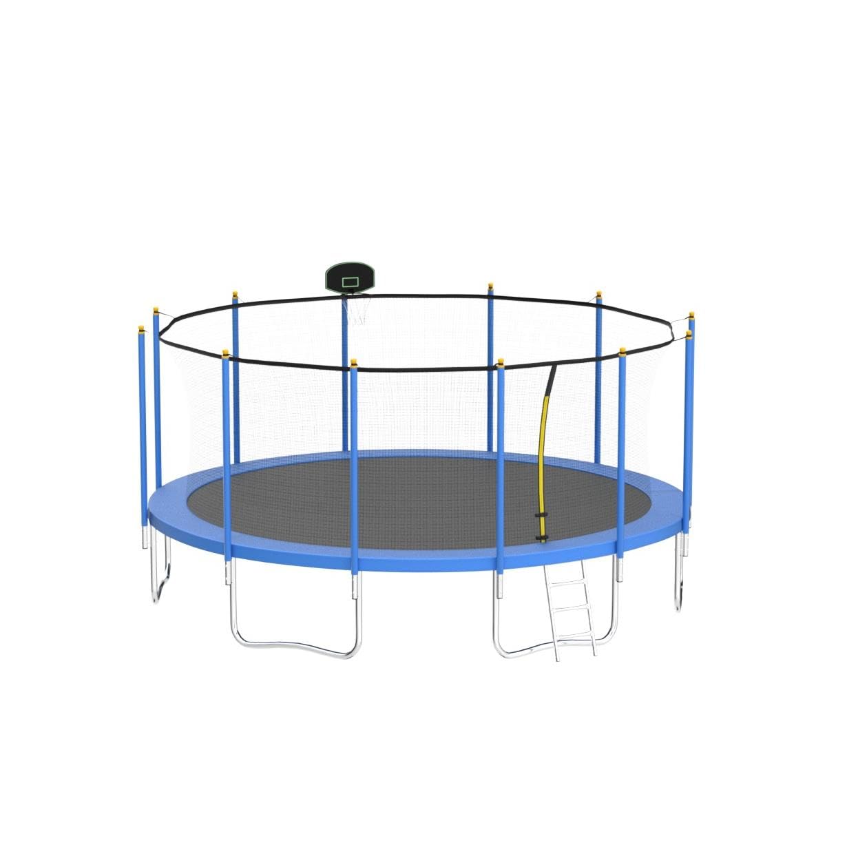 DeepRoar Trampoline for Kids & Adults - 1500LBS Capacity, 8FT to 16FT Sizes with Basketball Hoop, Safety Enclosure Net & LED Lights | Heavy Duty Outdoor Trampoline with Sprinkler, Socks & ASTM Certification | Perfect for Backyard Fun, Exercise & Family Bonding