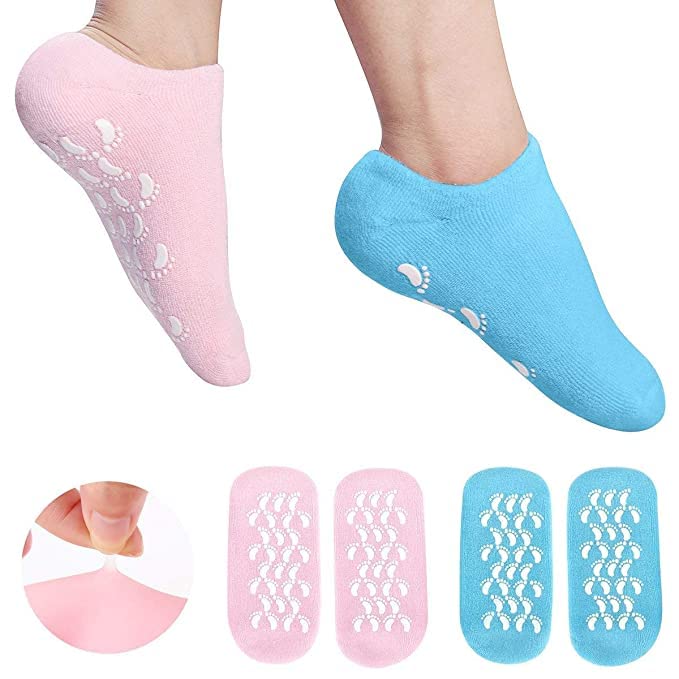 OANDA Moisturizing Silicone Gel Socks for Women & Men - Cracked Heel Repair & Foot Spa Treatment with Natural Oils & Vitamin E - Dry Cracked Feet Relief (Multicolor) - Perfect for Overnight Foot Care & Relaxation at Home