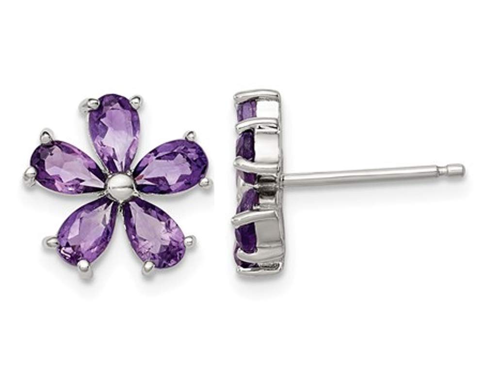 925 Sterling Silver Amethyst Flower Earrings for Women – Elegant Dainty Jewelry Gift for Birthday, Wedding & Special Occasions