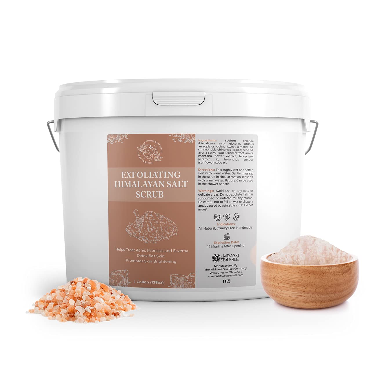 Himalayan Salt Scrub 128oz with Rose Absolute - Natural Exfoliating Body Scrub for Soft & Smooth Skin - Perfect for Spa, Home Relaxation & Gift Giving