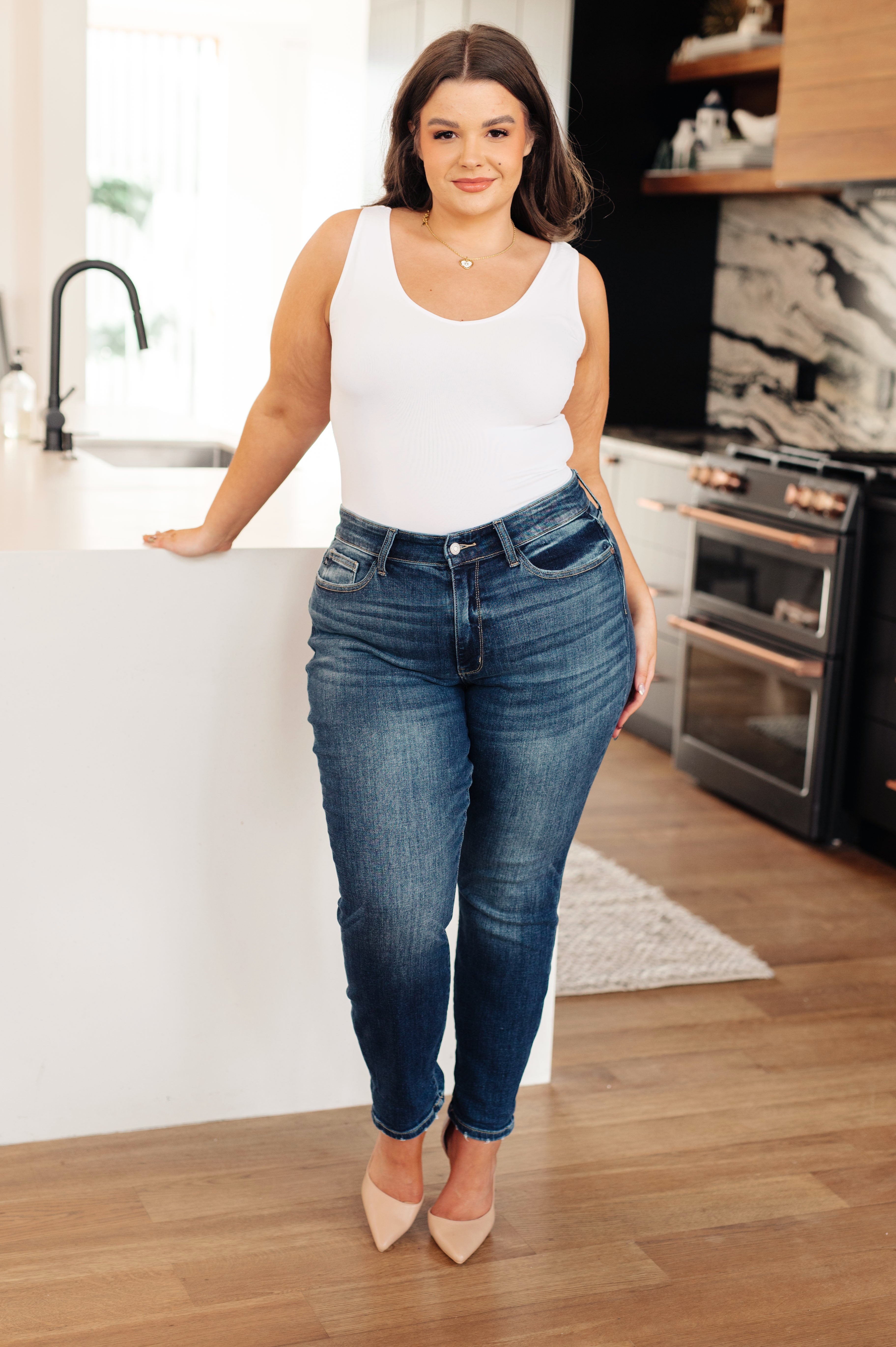 London Midrise Cuffed Boyfriend Jeans for Women - High Waist Relaxed Fit Denim Pants for Casual Outfits & Everyday Wear