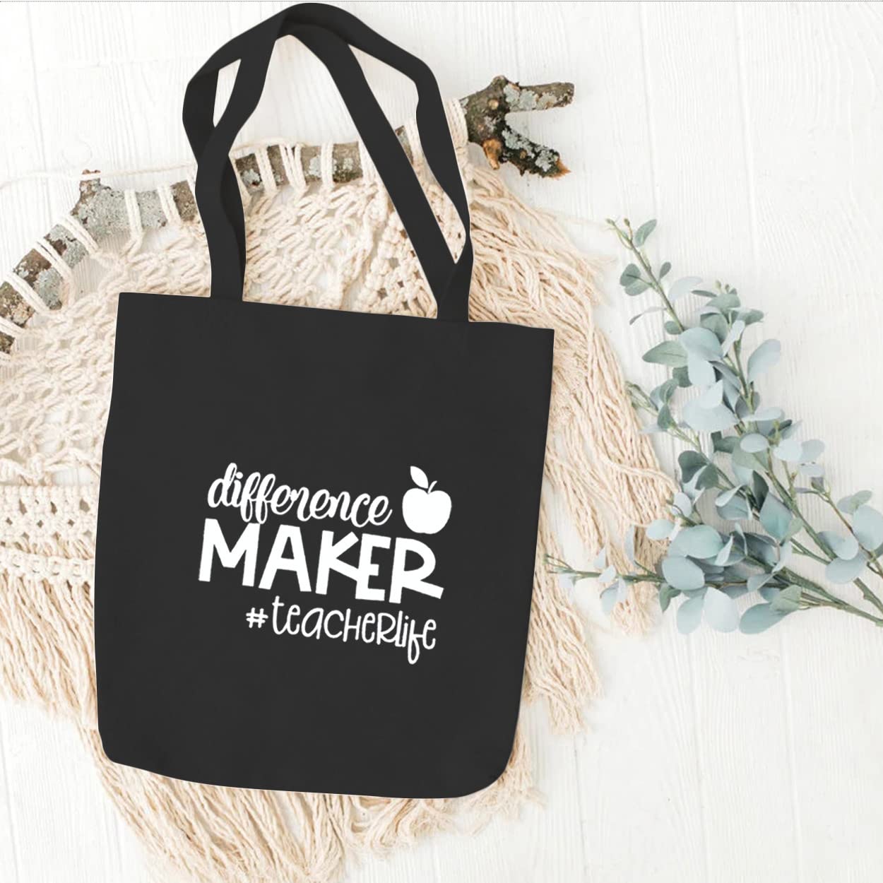 Difference Maker Teaching Tote Bags for Women - Washable Reusable Shoulder Bags for Work, Grocery Shopping & Everyday Use - Perfect Teacher Gift, Office Commute & Errand Essentials