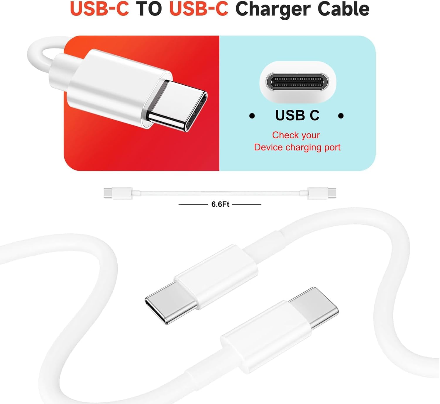 20W Fast Charging USB-C Cable for iPhone 16/15, iPad 11/Air 13/12.9, MacBook, AirPods 4/Pro 2/Max, Beats Pill | 10FT Long Durable Power Adapter | Perfect for Home, Office & Travel Charging