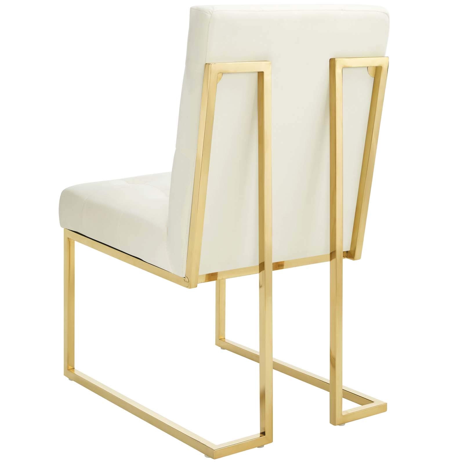 Modern Velvet Dining Chair with Metal Frame - Gold, Ivory & White Upholstered Side Chair for Kitchen, Dining Room & Home Decor
