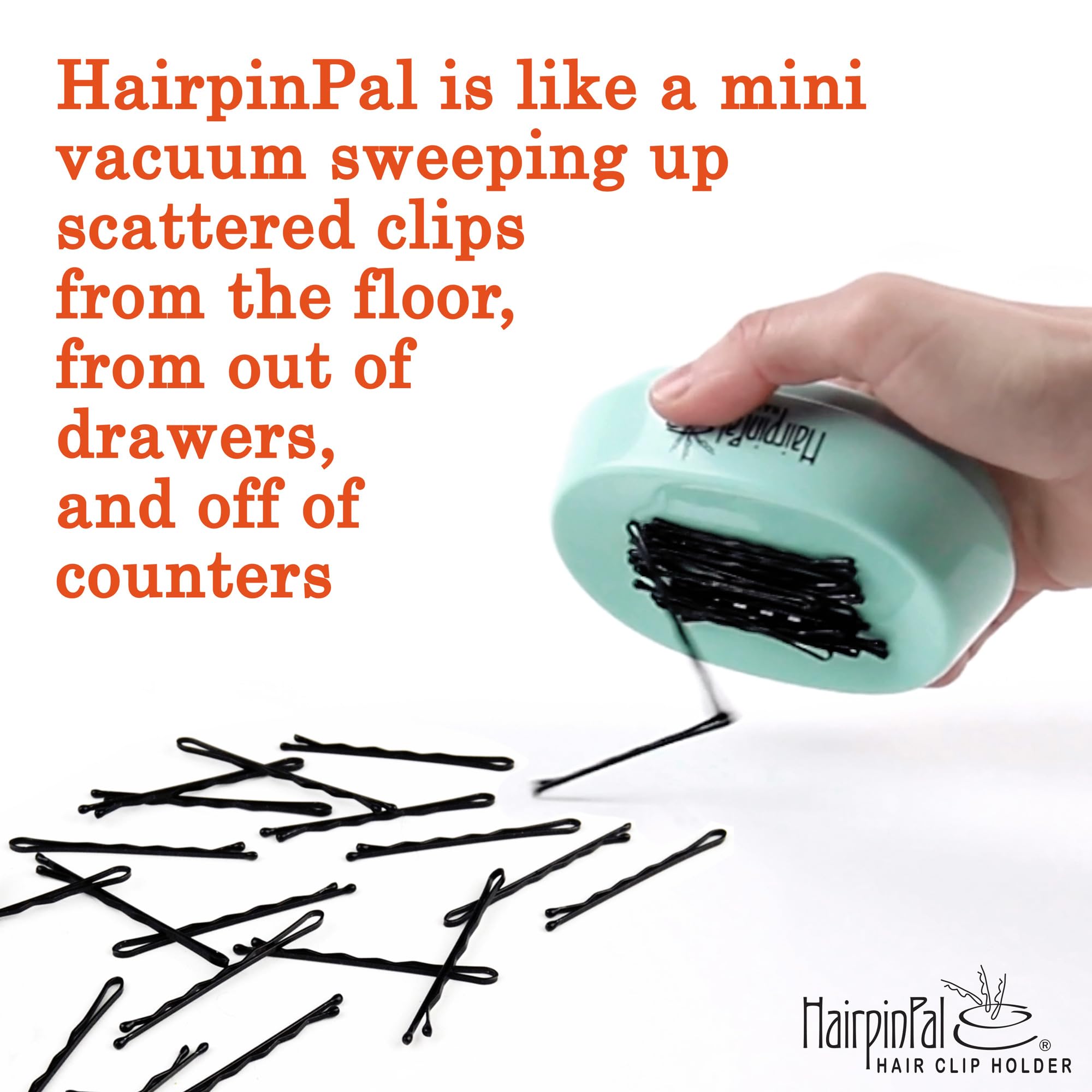 HairpinPal Magnetic Bobby Pin Holder - Strong Magnetic Hair Clip Organizer for Bobby Pins & Hair Accessories - Keeps Bathroom & Vanity Tidy - Made in USA (Sea Foam Teal) - Perfect for Home, Salon & Travel Use