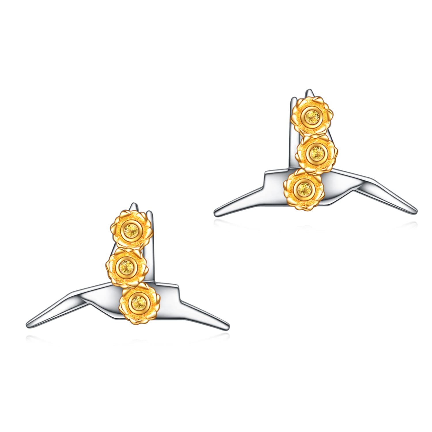 Sterling Silver Origami Hummingbird Stud Earrings - Elegant Circle Snake Jewelry for Women & Girls | Perfect Gift for Birthday, Anniversary & Everyday Wear