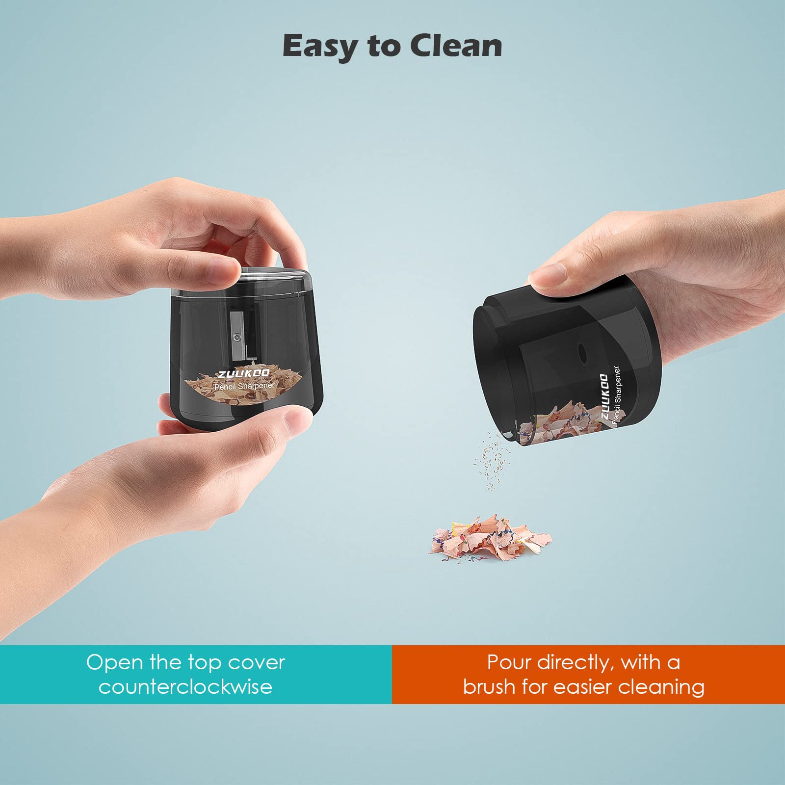Zuukoo Electric Pencil Sharpener - Battery Powered for Kids & Artists - Home & School Use
