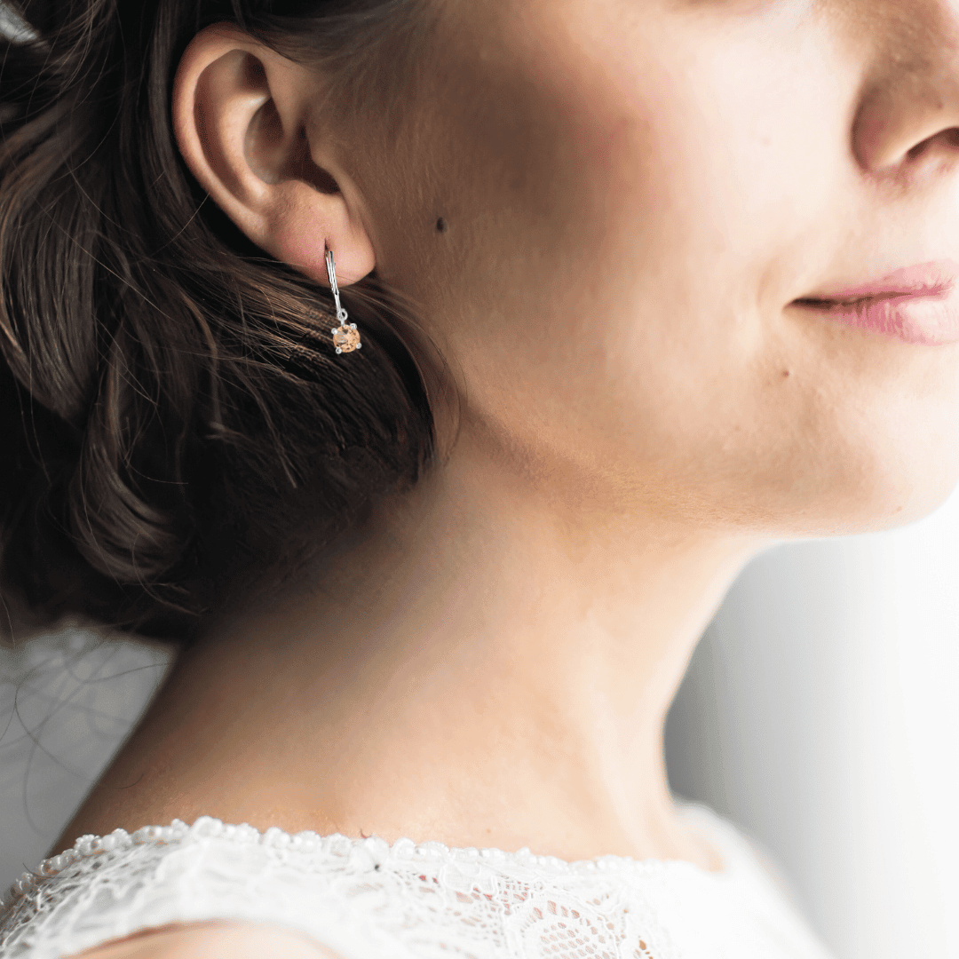 Natural Citrine Open Hoop Earrings for Women - 14K Gold Plated Dainty Minimalist Jewelry - Perfect for Everyday Wear, Office & Date Night