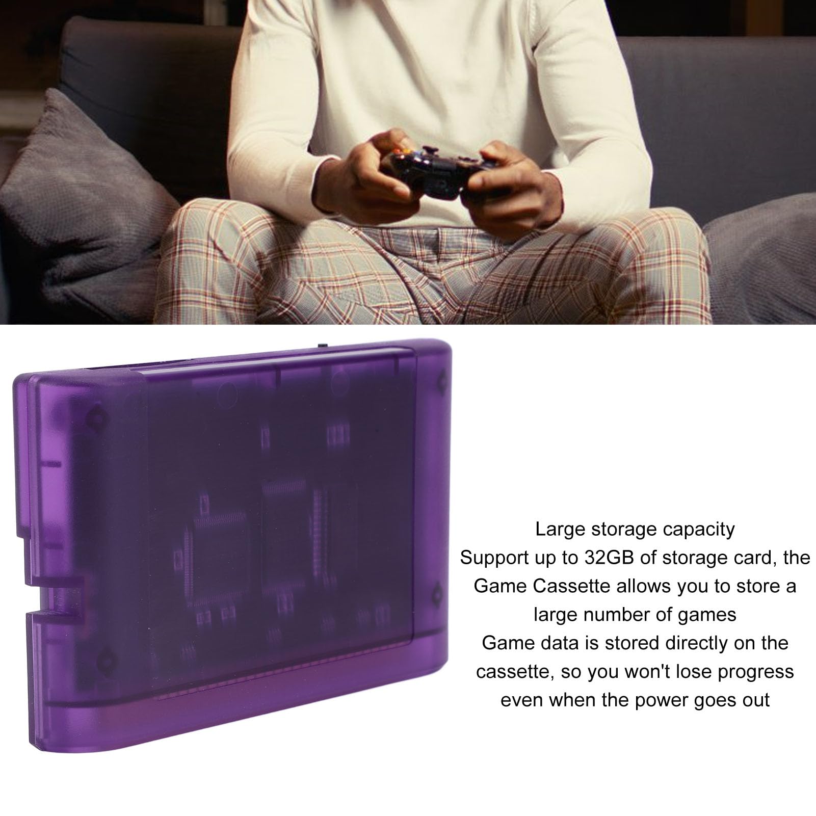 Retro Game Card - 3000 in 1 Multifunction Game Video Cassette for Nintendo/Sega Accessories (Purple Transparent) - Perfect for Classic Gaming Enthusiasts & Collectors