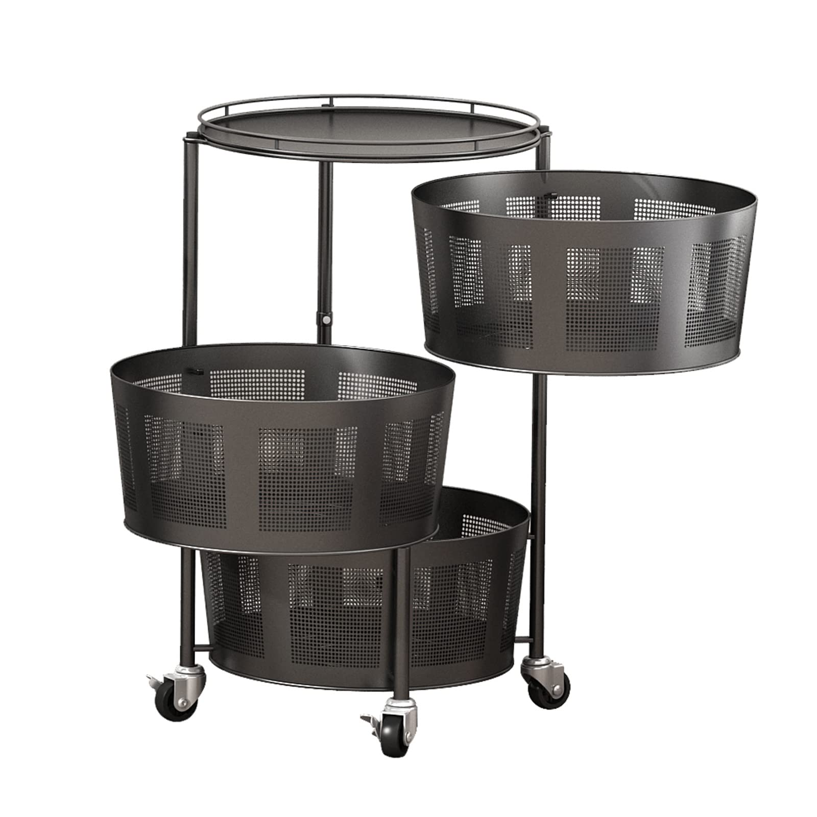3-Tier Rotating Kitchen Storage Rack on Wheels - Space-Saving for Home & Office