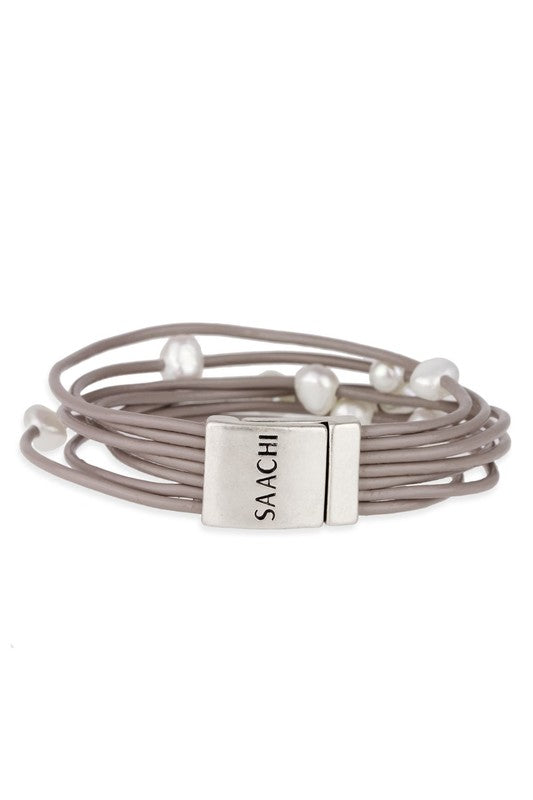 Elegant Multi Strand Leather Pearl Bracelet for Women - Perfect for Weddings, Parties & Special Occasions