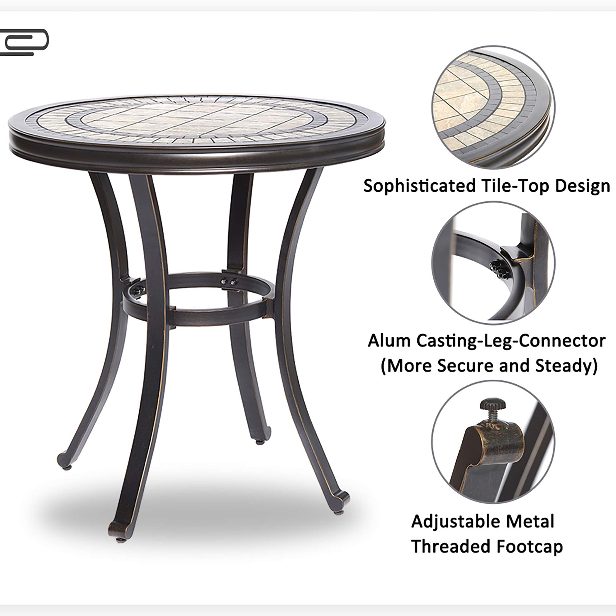 DALI 3-Piece Bistro Set - Handmade Contemporary Round Patio Table with Glider Chairs, Outdoor Garden Furniture for Backyard, Deck, and Poolside Relaxation