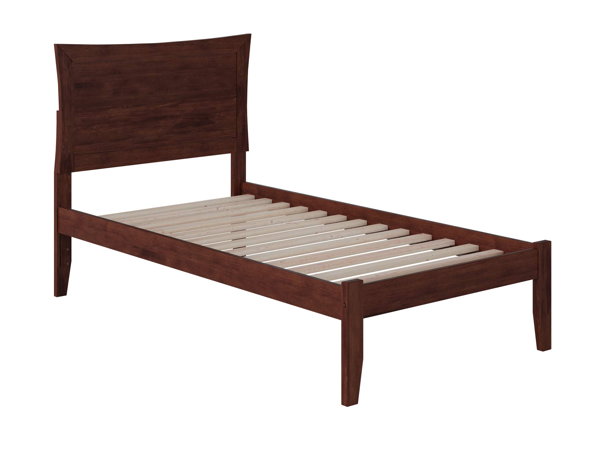 AFI Metro Twin XL Size Platform Bed with USB Charging Station in Walnut Finish - Modern Minimalist Bed Frame for Small Spaces, Dorm Rooms & Guest Bedrooms