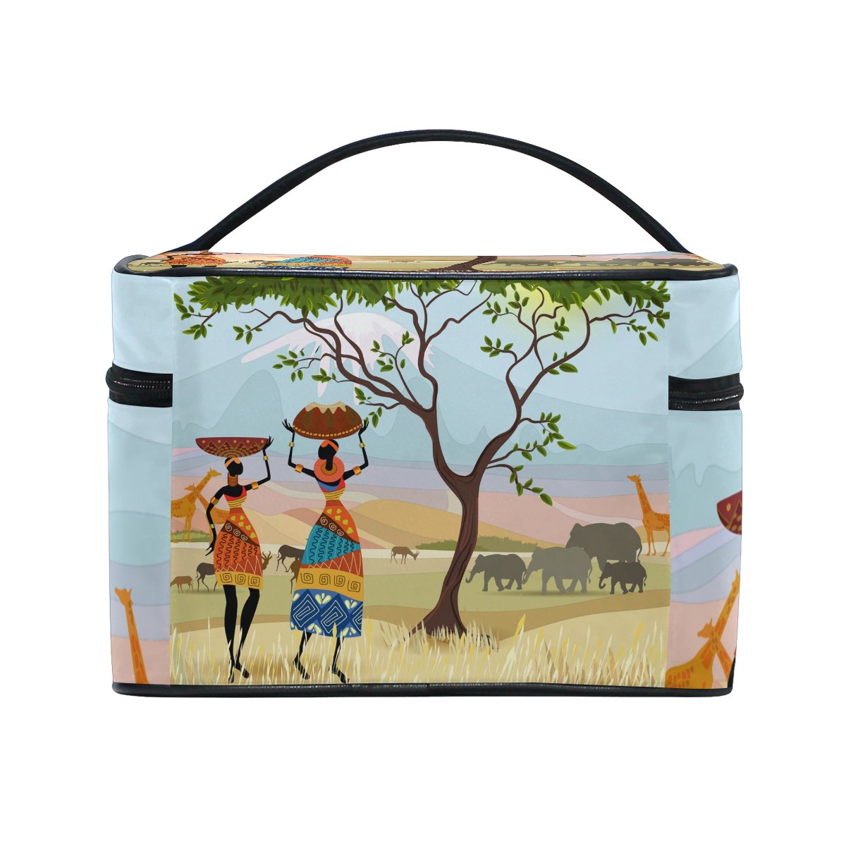 African Tribal Print Travel Makeup Bag - Waterproof Cosmetic & Toiletry Organizer Case for Women - Perfect for Vacation, Gym, Business Trips & Daily Essentials Storage
