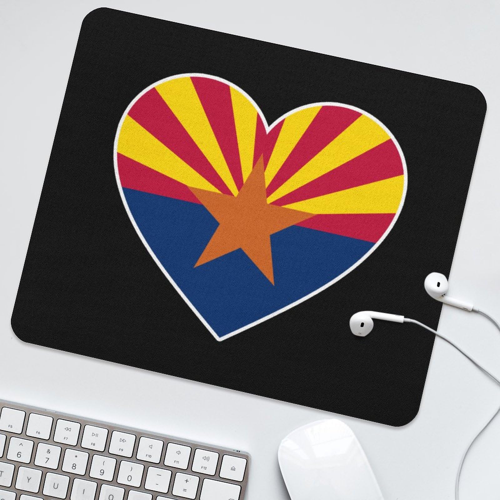 Arizona Flag Heart Mouse Pad - Non-Slip Rubber Base Desk Mat for Laptop & Gaming (25x30cm) | Perfect for Office, Home & Gaming Setup