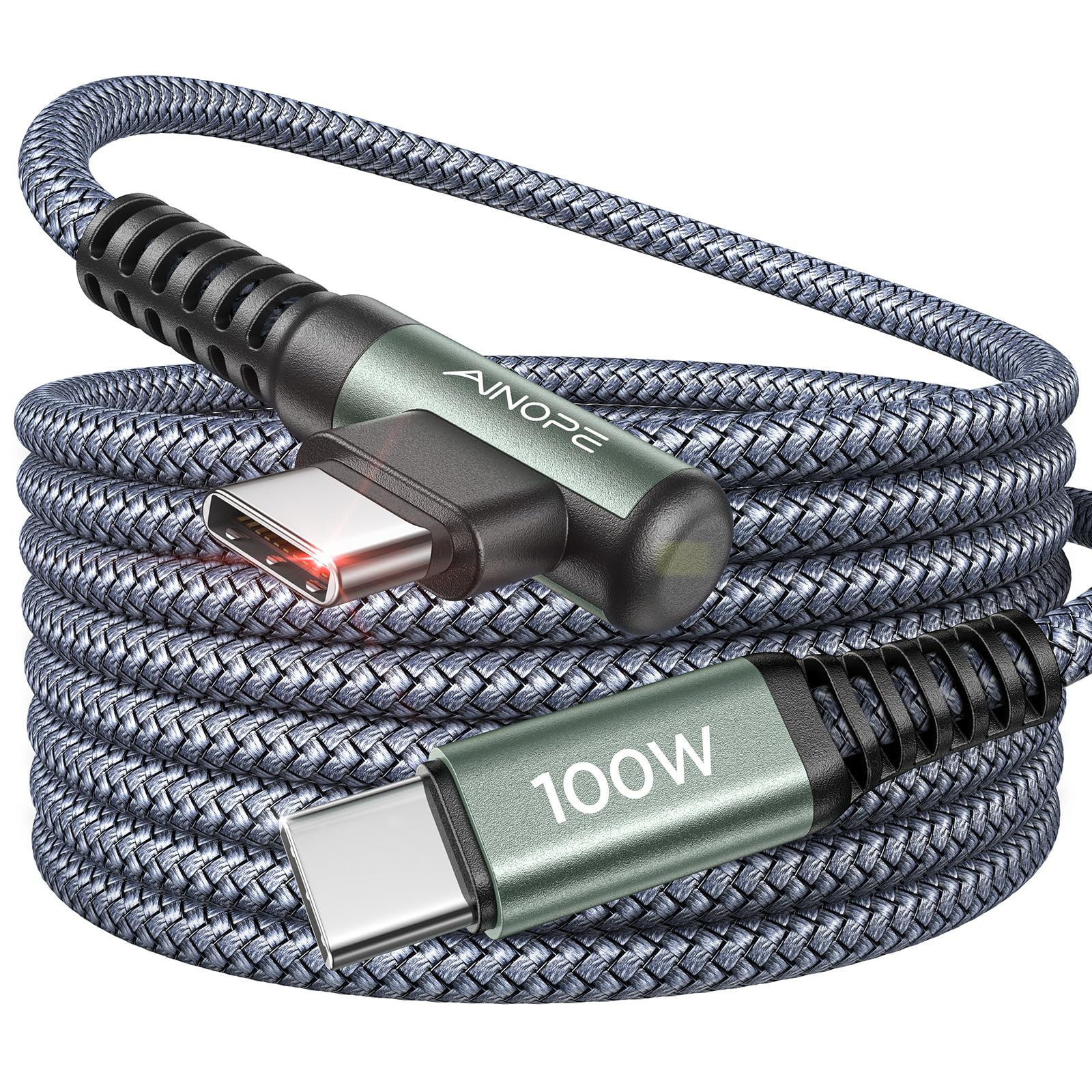 AINOPE 100W USB C to USB C Fast Charging Cable 16.6FT - PD Compatible Type C Cable for iPhone 16/15 Pro Max, MacBook Air/Pro, iPad Pro M4, Samsung Galaxy S24, Pixel 7 - Durable Chubby Design for Home, Office & Travel Charging