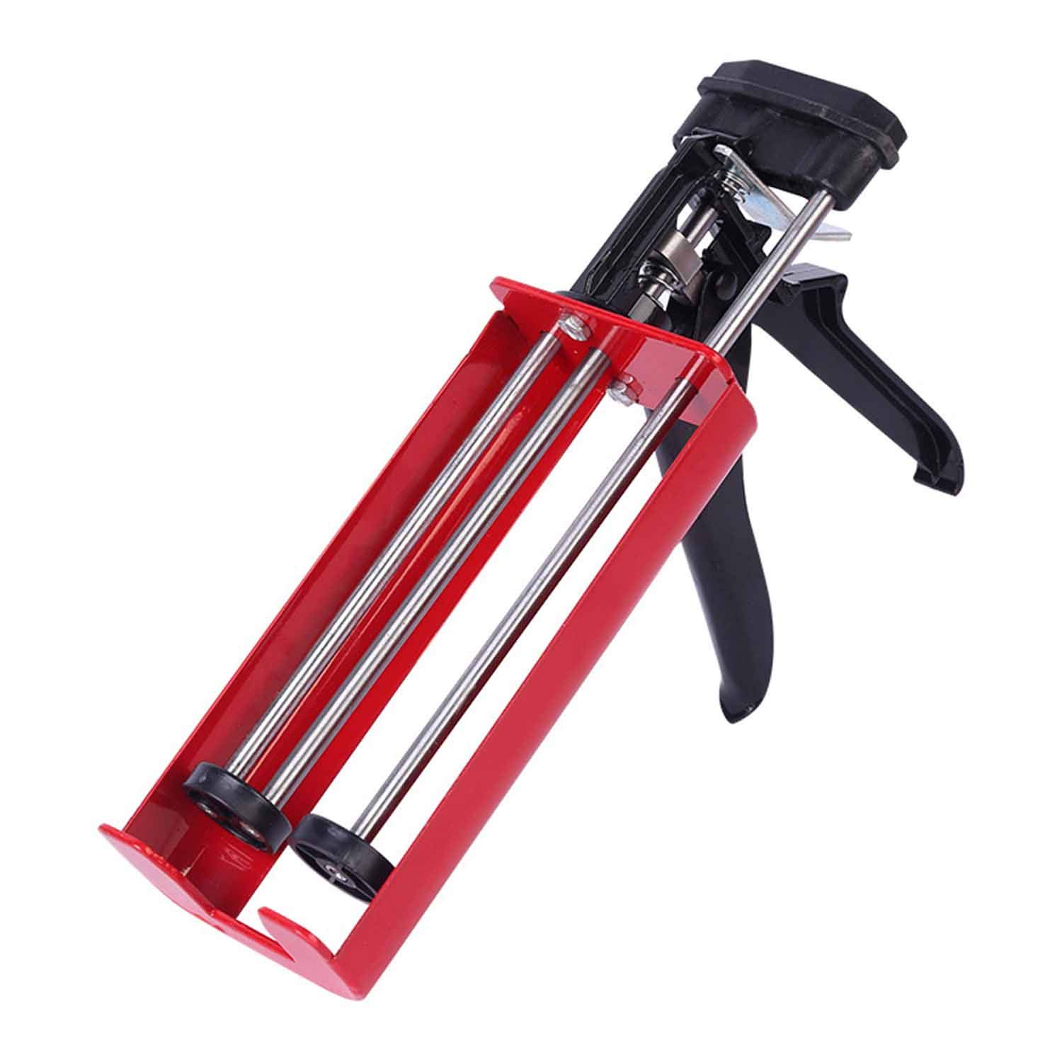 Premium Dual-Cartridge Caulking Gun with Ergonomic Grip - Heavy Duty Manual Applicator for Epoxy, Acrylic & Polyurethane Sealants (Red) - Perfect for Construction, Automotive Repairs & DIY Home Projects
