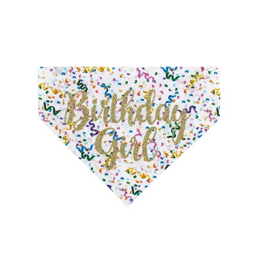 Birthday Girl Dog Bandana - White Floral Pet Bandana for Birthday Parties & Celebrations - Perfect for Birthday Photos & Special Occasions