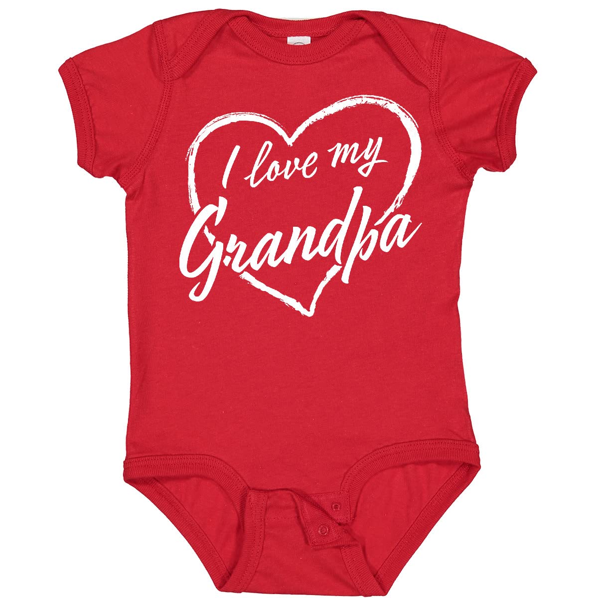 Inktastic I Love My Grandpa White Chalk Heart Baby Bodysuit - Cute Infant Onesie for Grandparents Day, Family Photos & Special Occasions