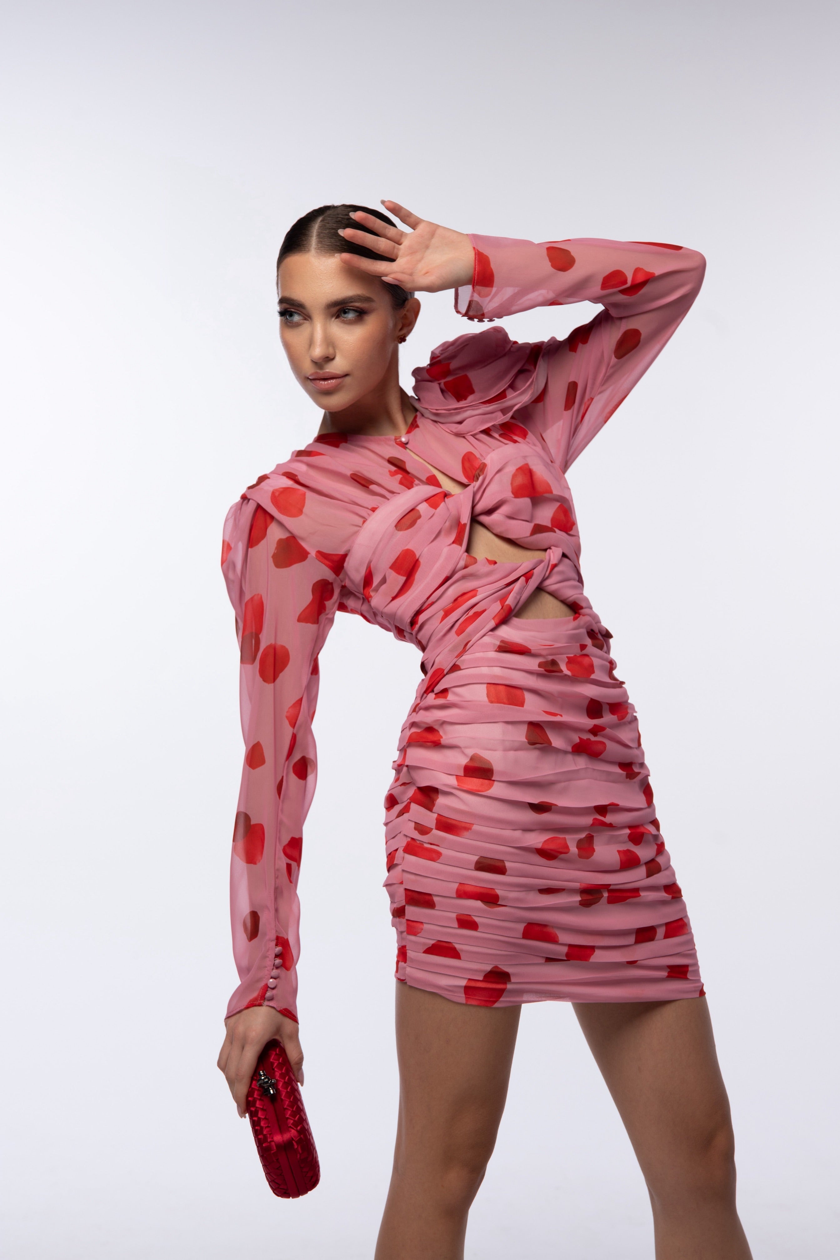 AMELIA Women's Floral Mini Dress with Cut Out & Ruched Patchwork Design - Perfect for Summer Parties, Beach Vacations & Date Nights