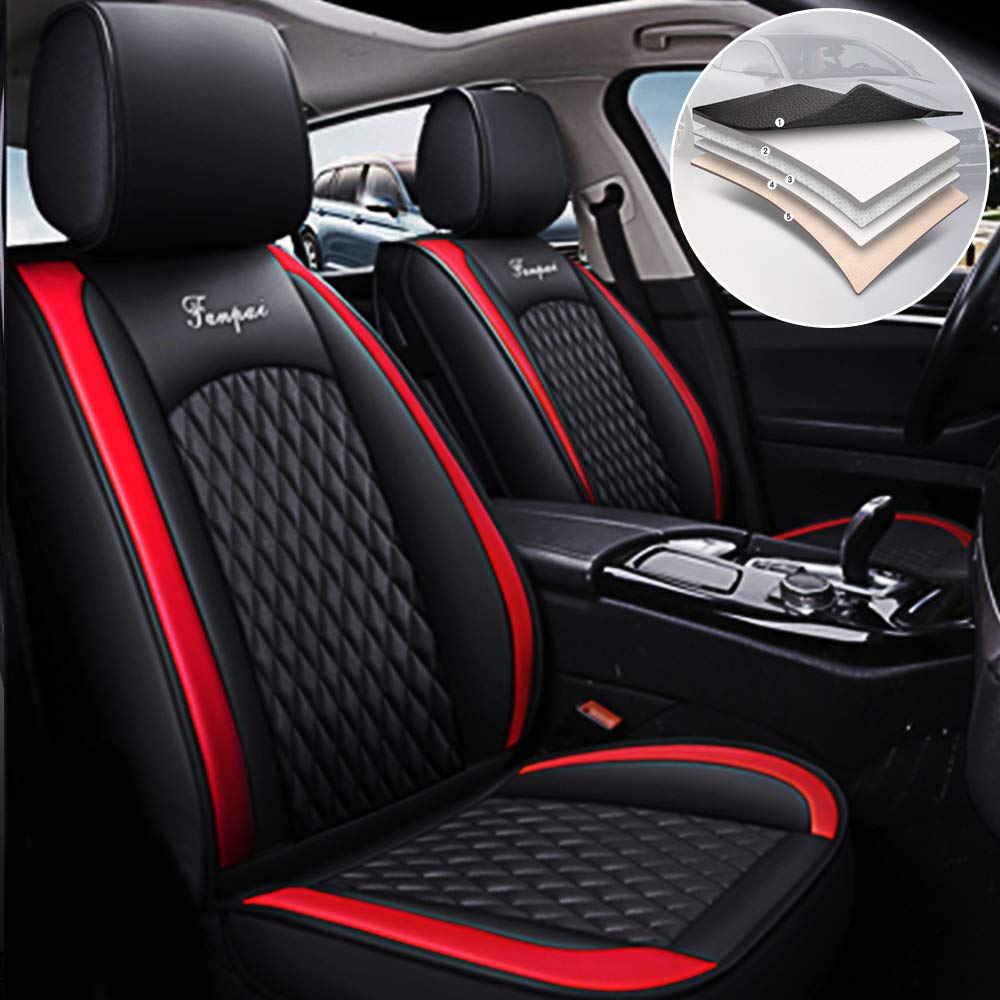 Premium Leatherette Car Seat Covers for Infiniti M45 - Airbag Compatible Front & Rear Seat Protectors (Black & Red) - Durable Comfort for Daily Commute & Road Trips
