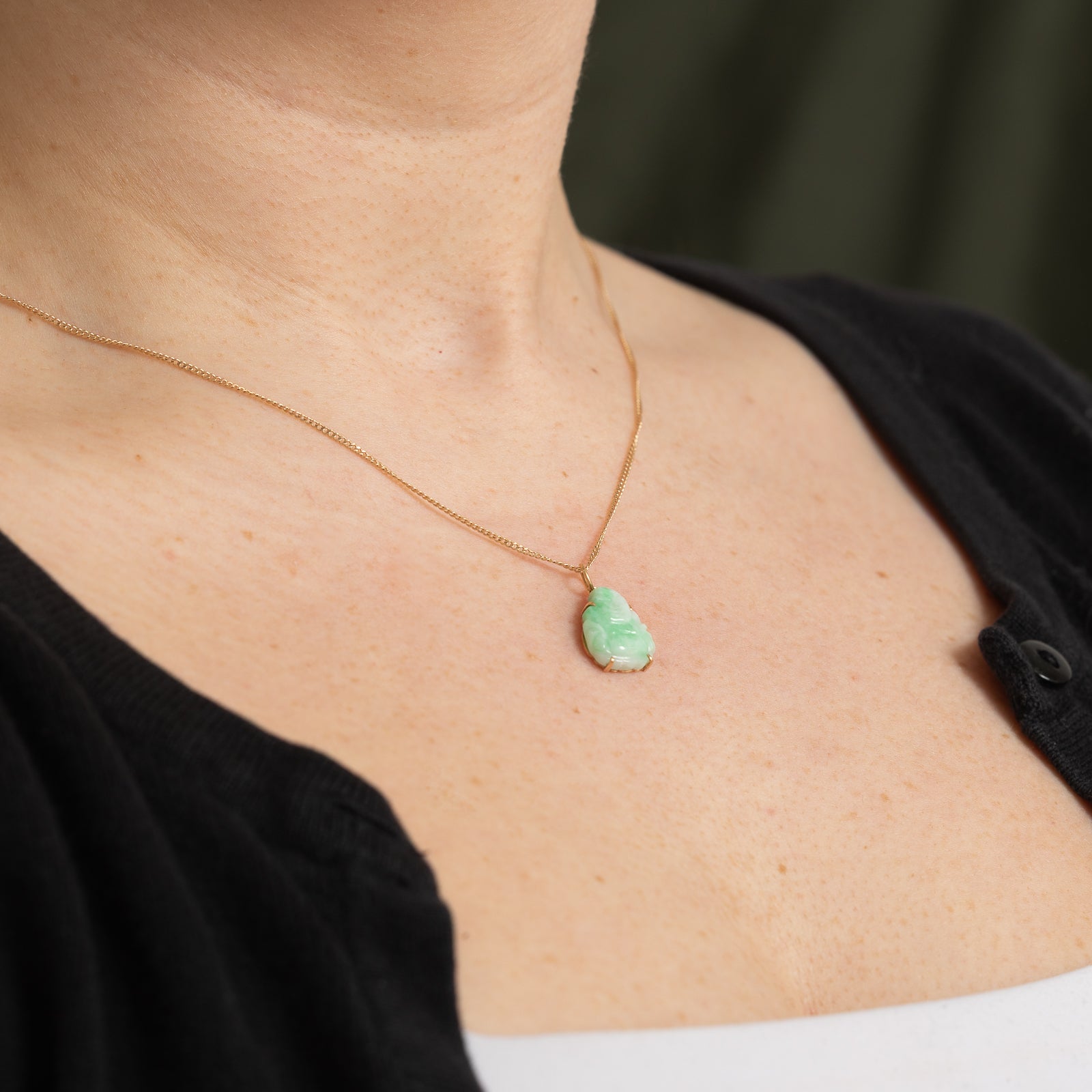 6.00ct Natural Jadeite Buddha Pendant - Hand Carved Green Jade Pendant Necklace for Meditation & Spiritual Protection | Perfect Buddhist Jewelry Gift for Women & Men
