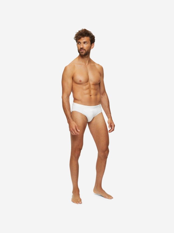 DEREK ROSE Men's Premium Pima Cotton Briefs - Soft White Underwear for Everyday Comfort | Perfect for Work, Gym & Travel