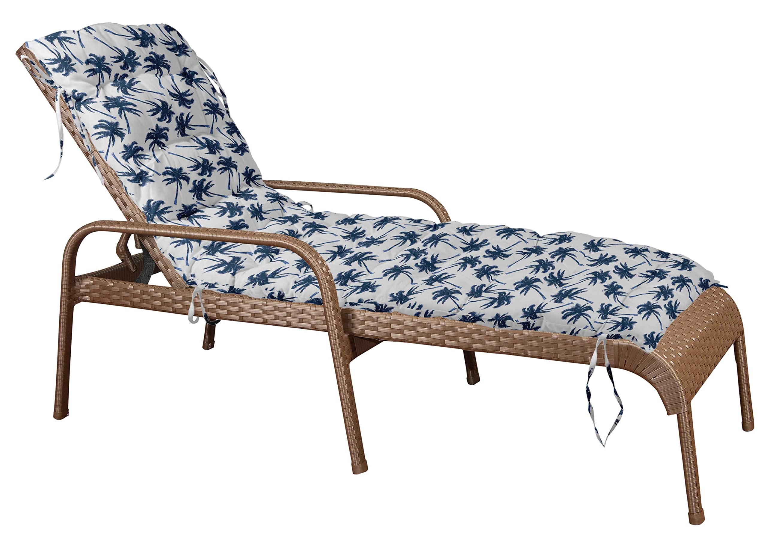 Quilted Thick Padded Seat Cushion for Rocking Chair, Sofa & Recliner - 74x23 Inches with Ties - White - Perfect for Outdoor Garden, Terrace & Bench Use