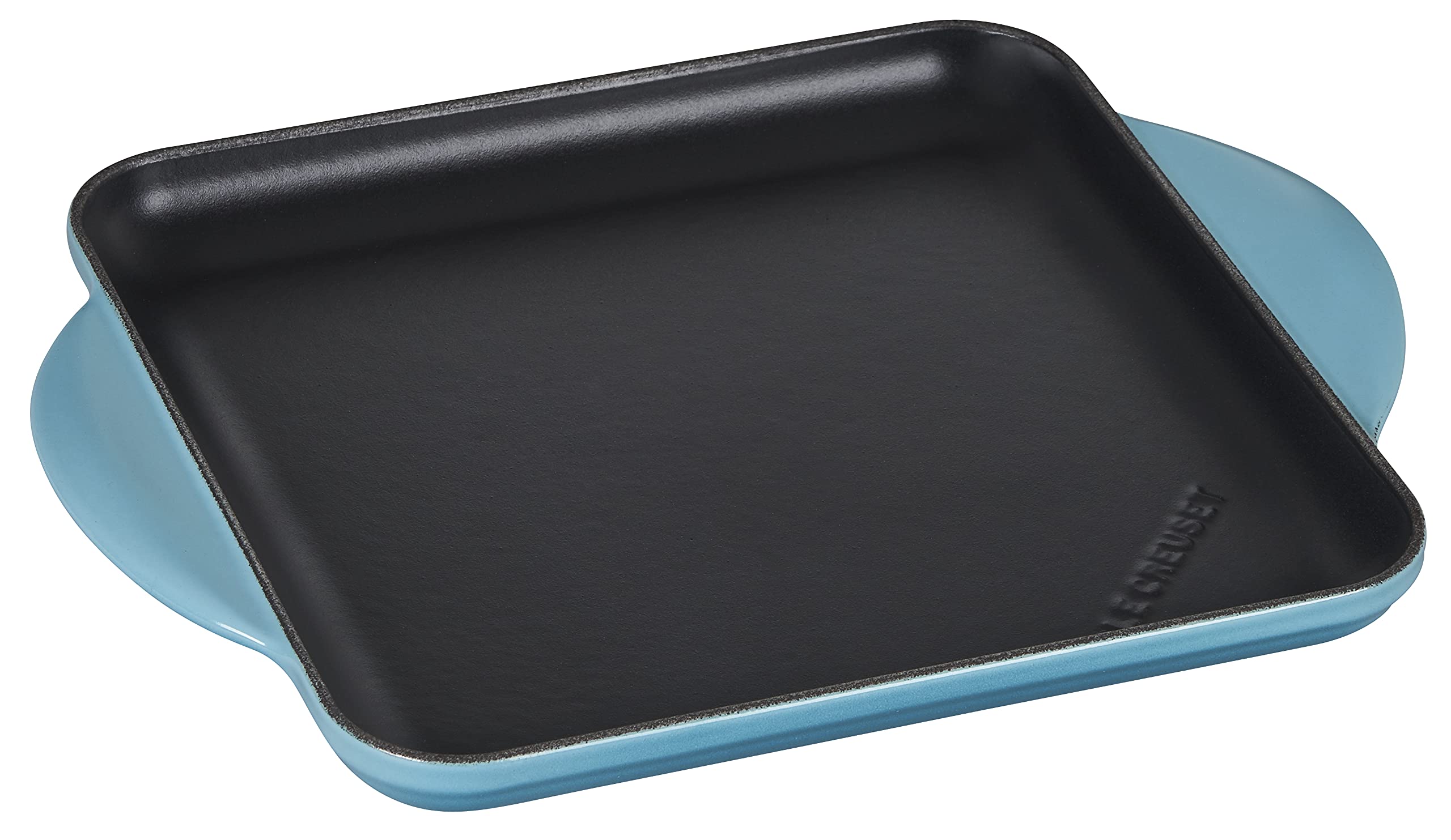 Le Creuset Enameled Cast Iron Square Grill Pan - 9.5 Inch, Caribbean Blue - Perfect for Stovetop Grilling, Searing Steaks & Pancake Breakfasts