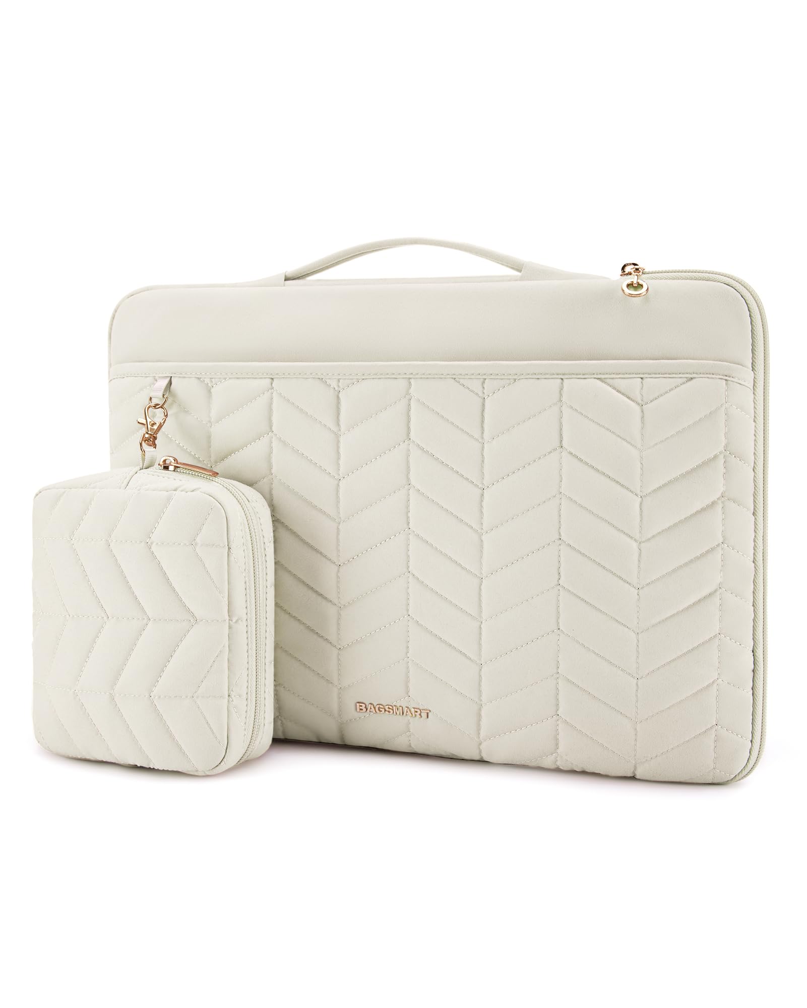 BAGSMART 15-16 Inch Laptop Sleeve with Handle - Puffy Padded Protective Case for MacBook Air 15.6