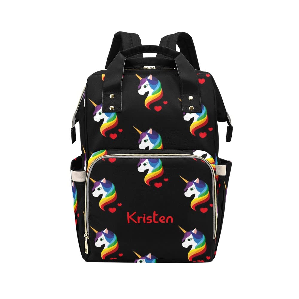 Personalized Unicorn Love Heart Diaper Backpack - Large Tote Nappy Nursing Organizer for Moms, Baby Boys & Girls | Perfect Baby Shower Gift & Travel Essential
