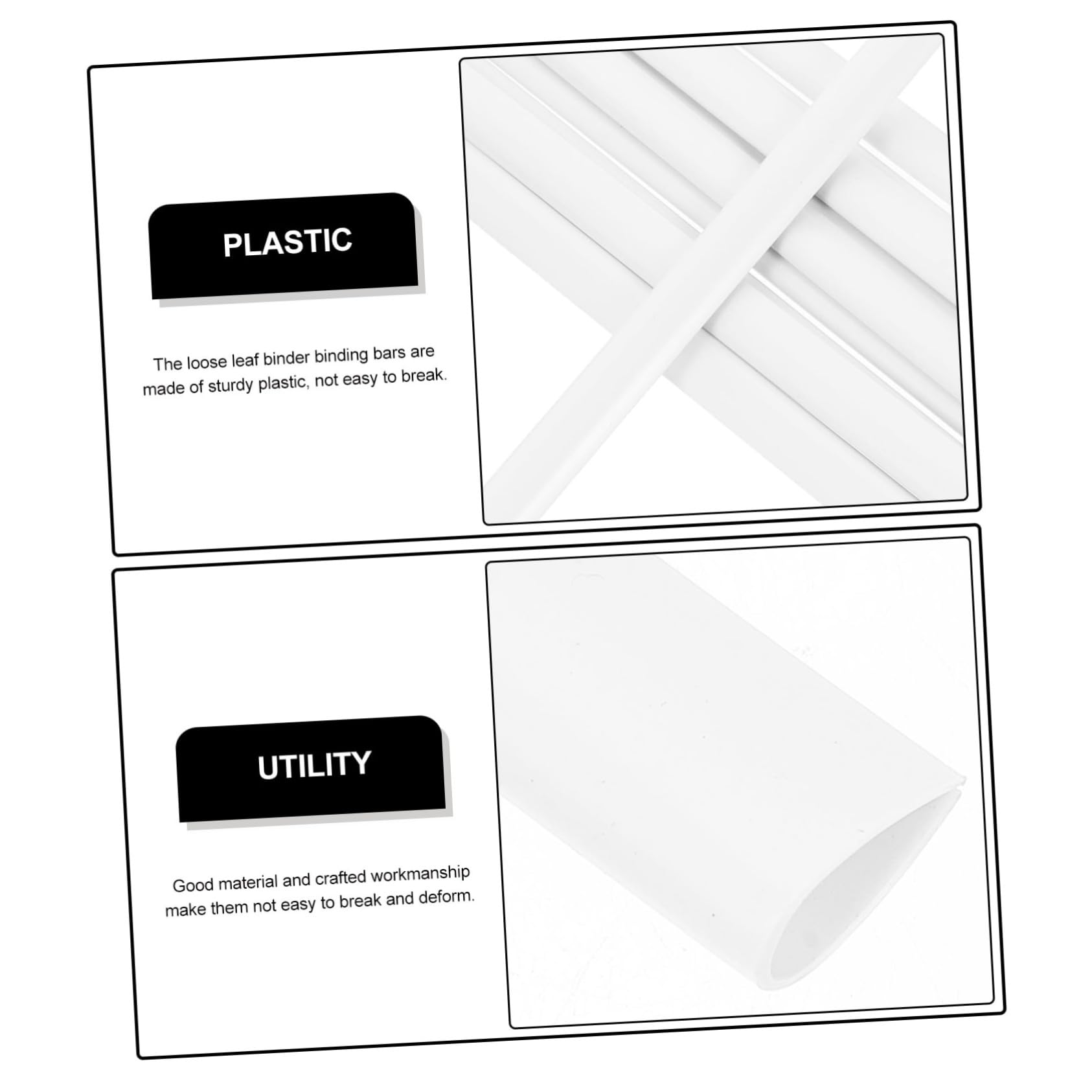 5 Sets High-Strength Plastic Slide Binder Bars - 10pcs per Pack for Report Binding, Book Making & Office Organization - Perfect for Presentations, School Projects & Document Filing