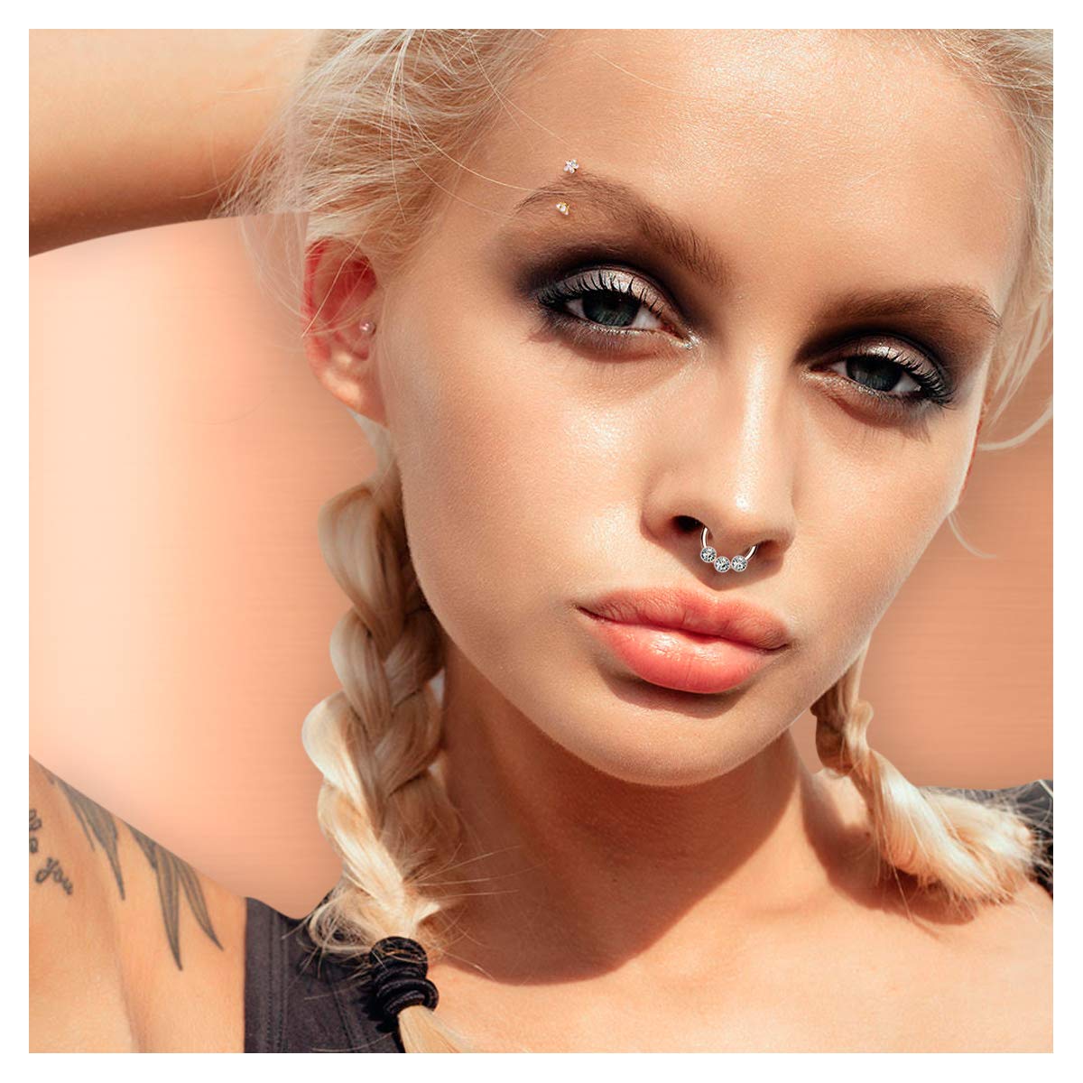 Surgical Steel Hoop Rings with 3 Crystals - Elegant & Durable Jewelry for Parties