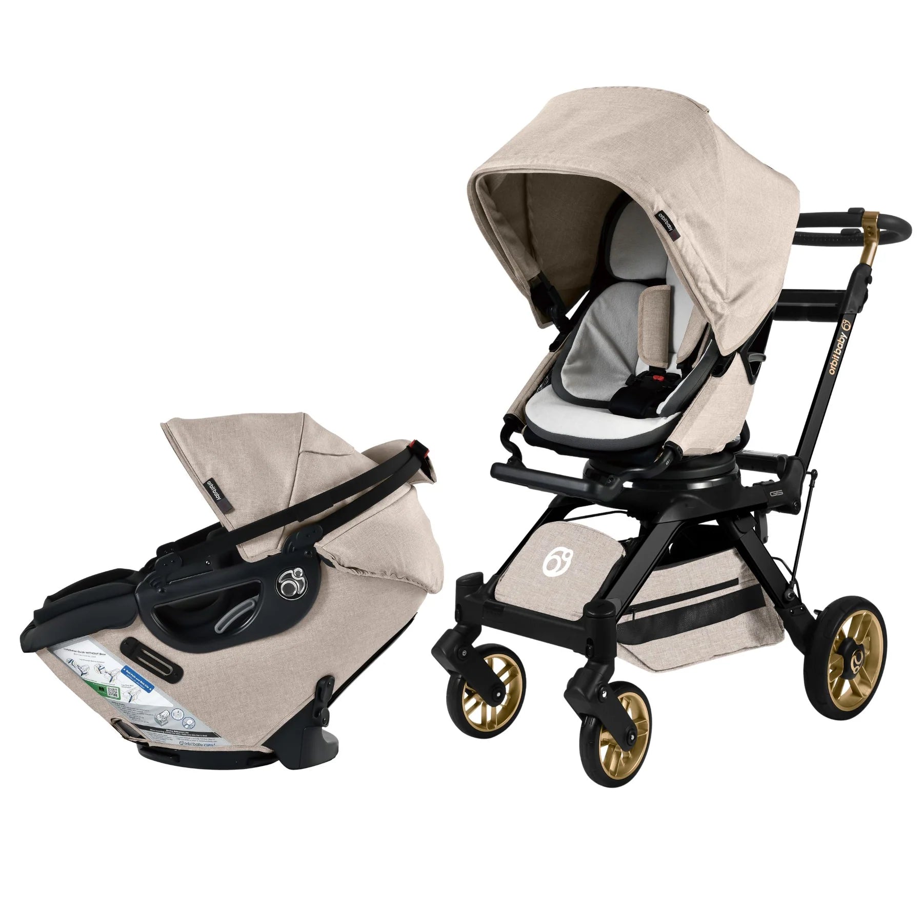 Orbit Baby Stroll & Ride Travel System - Lightweight Stroller & Car Seat Combo for Infants & Toddlers | Perfect for Air Travel, Shopping & Daily Outings