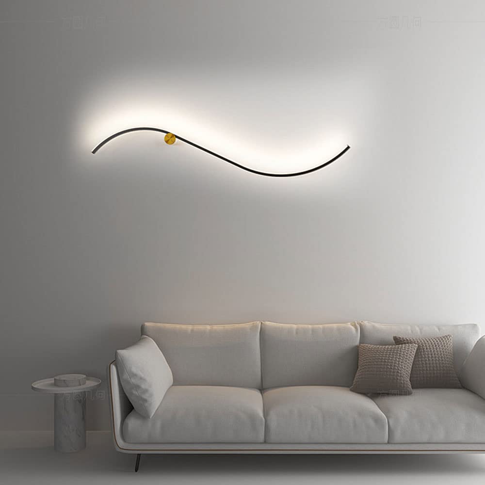 Modern Linear Wall Sconce LED Light Fixture - Curved Wall Mount Lighting for Bedroom, Living Room & Home Decor | Energy-Efficient Indoor Wall Wash Lights for Ambient & Accent Lighting (Perfect for Hallways, Staircases & Gallery Walls)