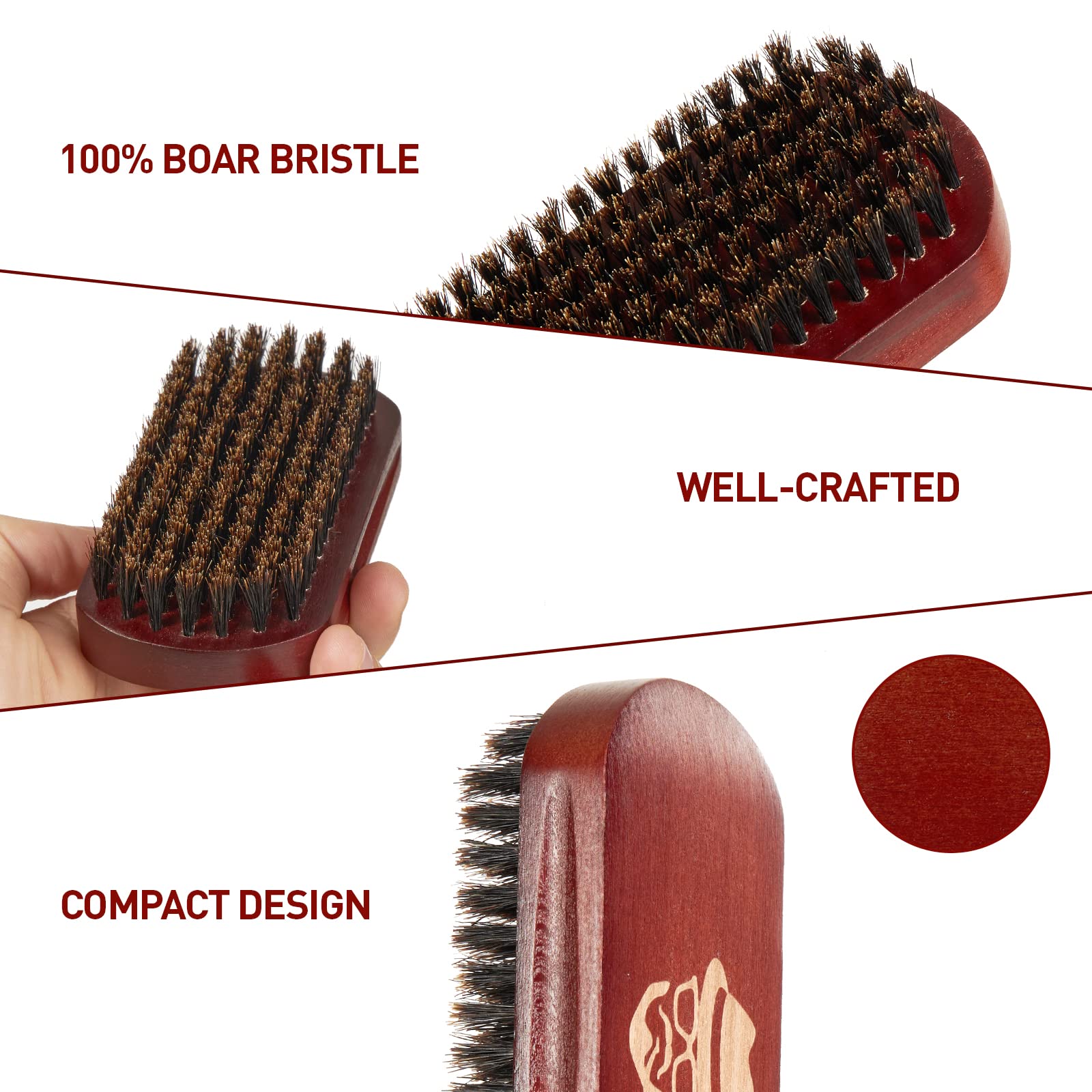 100% Boar Bristle Beard Brush & Comb Set - Natural Black Walnut Wood Mustache & Facial Hair Grooming Kit for Men - Perfect for Daily Styling, Trimming & Shaving Routine