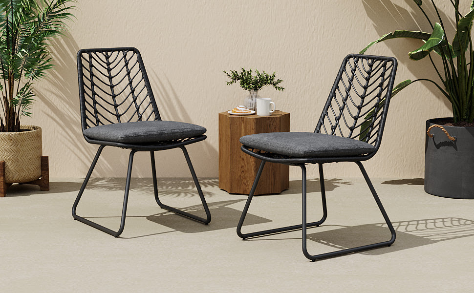 DEJA CHAIR Set of 2 with Cushions - Modern Gray Accent Chairs for Living Room, Bedroom, or Office - Comfortable Lounge Seating for Home Decor