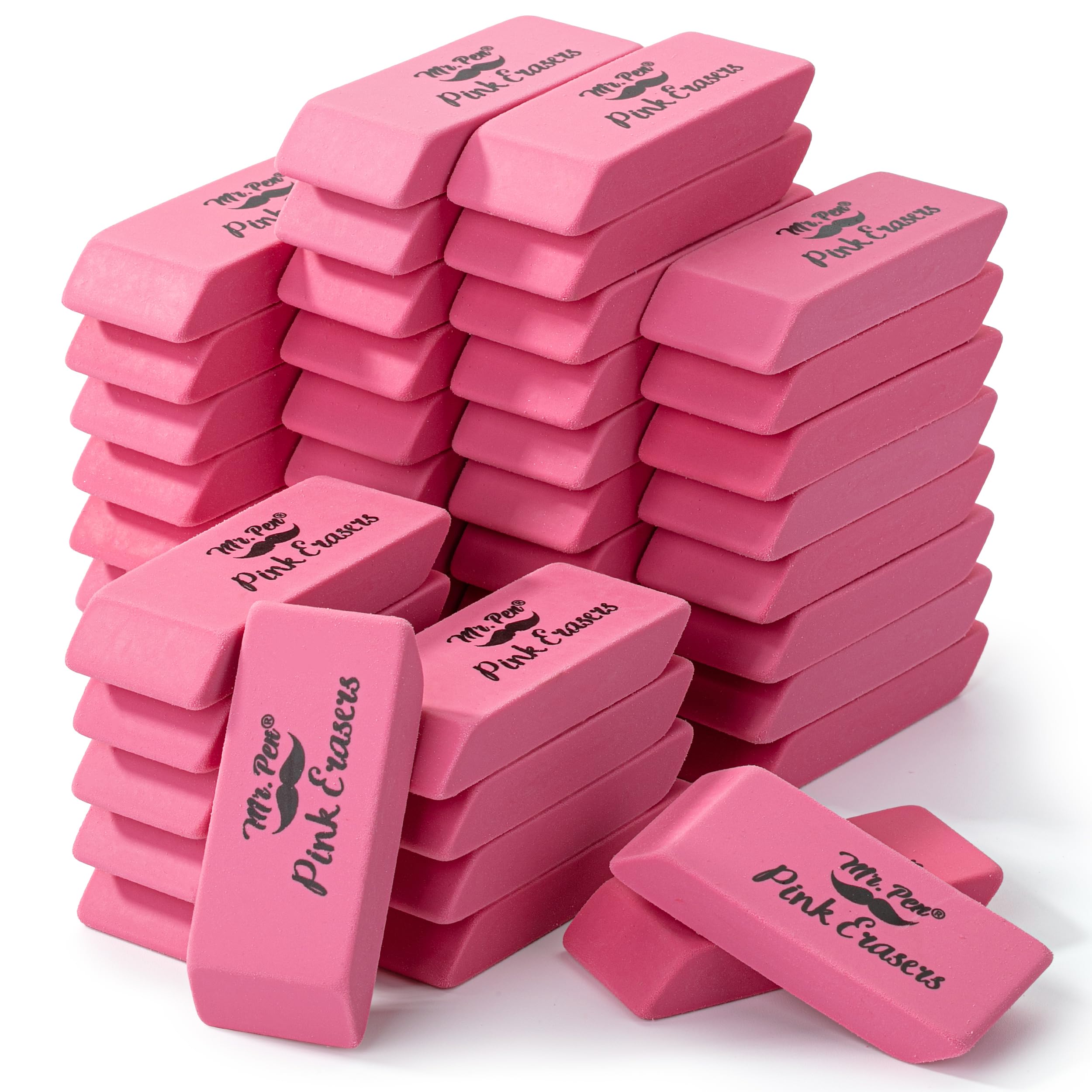 Mr. Pen - 48 Pack Pink Pencil Erasers, Large Block Erasers for School & Office, Bulk Eraser Set for Pencils, Sketching & Homework (Perfect for Students, Artists & Professionals)