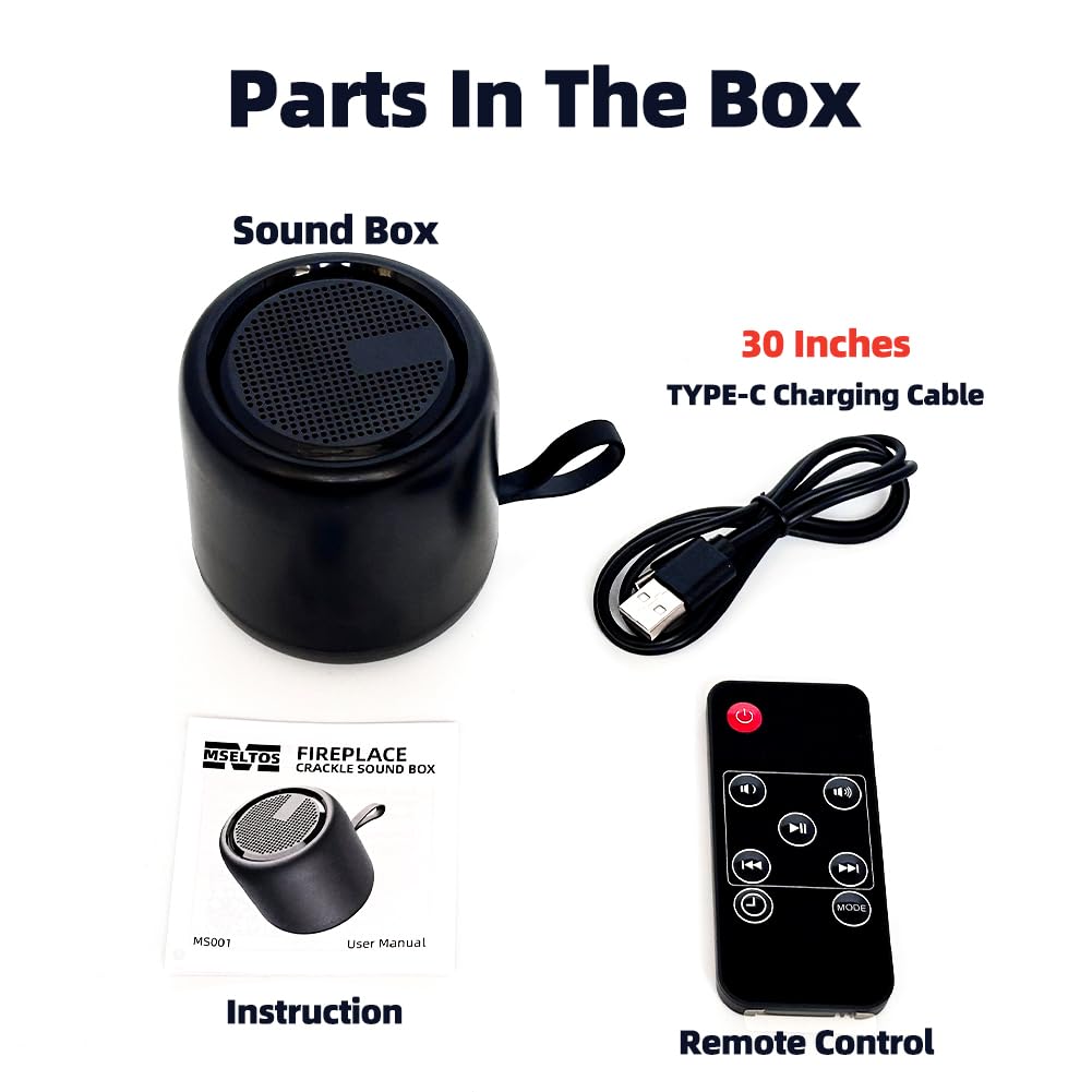Realistic Fireplace Crackler Sound Box with Remote - 2-in-1 Rechargeable Fire Crackling Sound Machine for Electric & Gas Fireplaces | Perfect for Home Relaxation, Meditation & Cozy Winter Nights