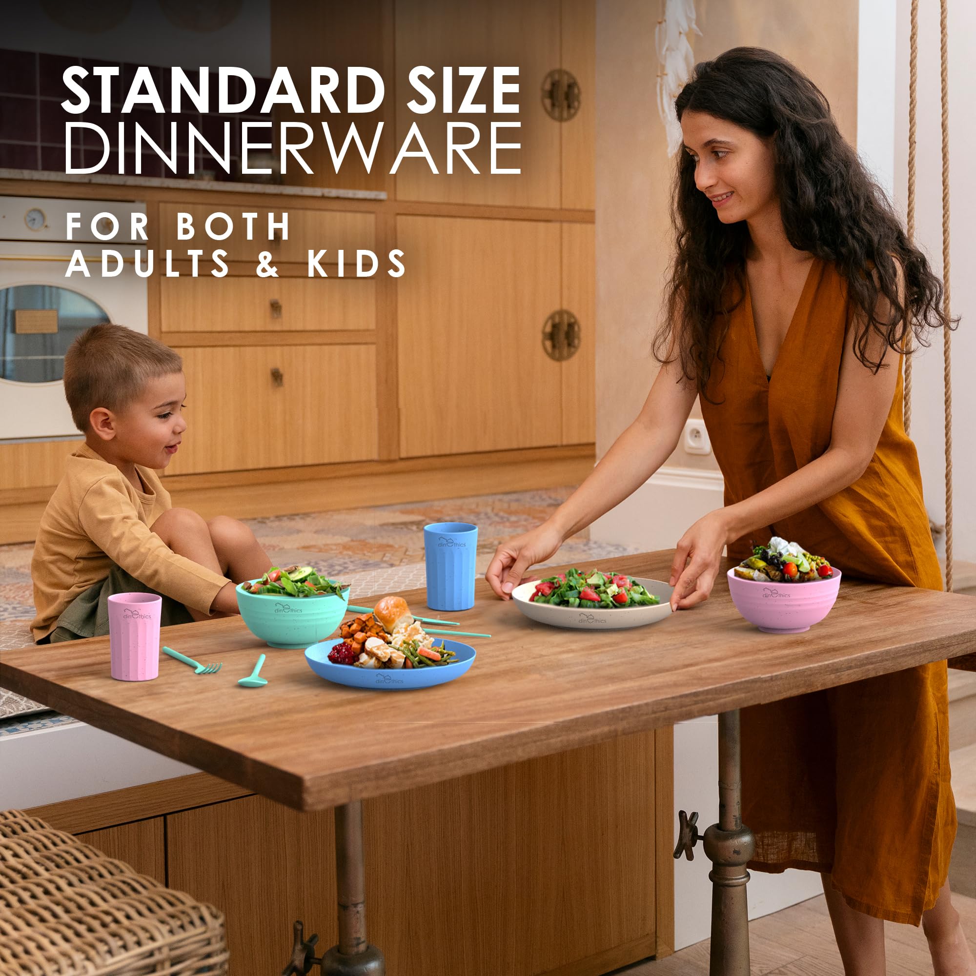Eco-Friendly Wheat Straw Dinnerware Set for 4 - BPA-Free, Dishwasher & Microwave Safe Plates - Unbreakable, Lightweight Reusable Dishes - Perfect for Camping, RV Travel, Picnics & Everyday Use