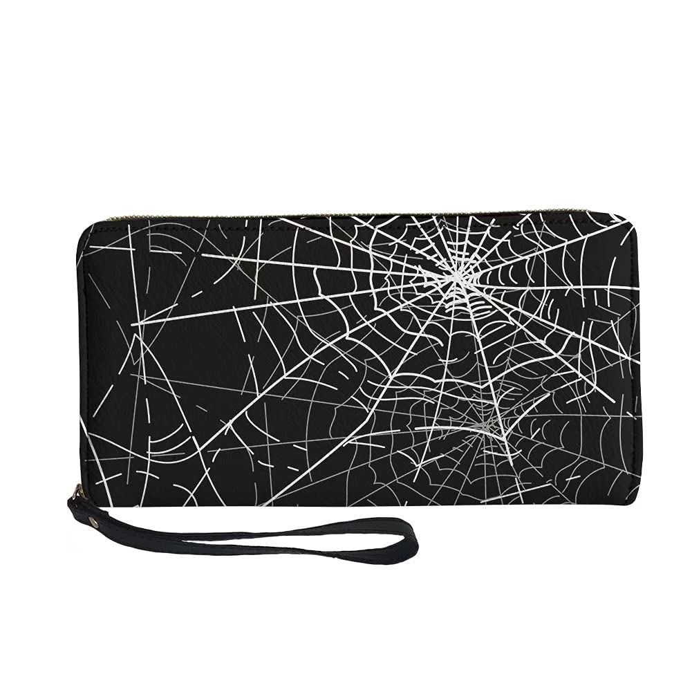 Youngerbaby Spider Web Print Large Capacity Women's Wallet - PU Leather Wristlet Purse with Multi Card Organizer | Fashionable Ladies Purse for Everyday Use, Travel & Shopping