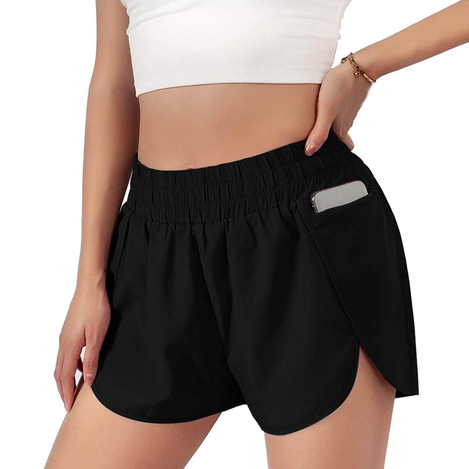 Women's Elastic Waist Shorts with Pockets - Casual Wide Leg Sport Shorts for Summer Outings