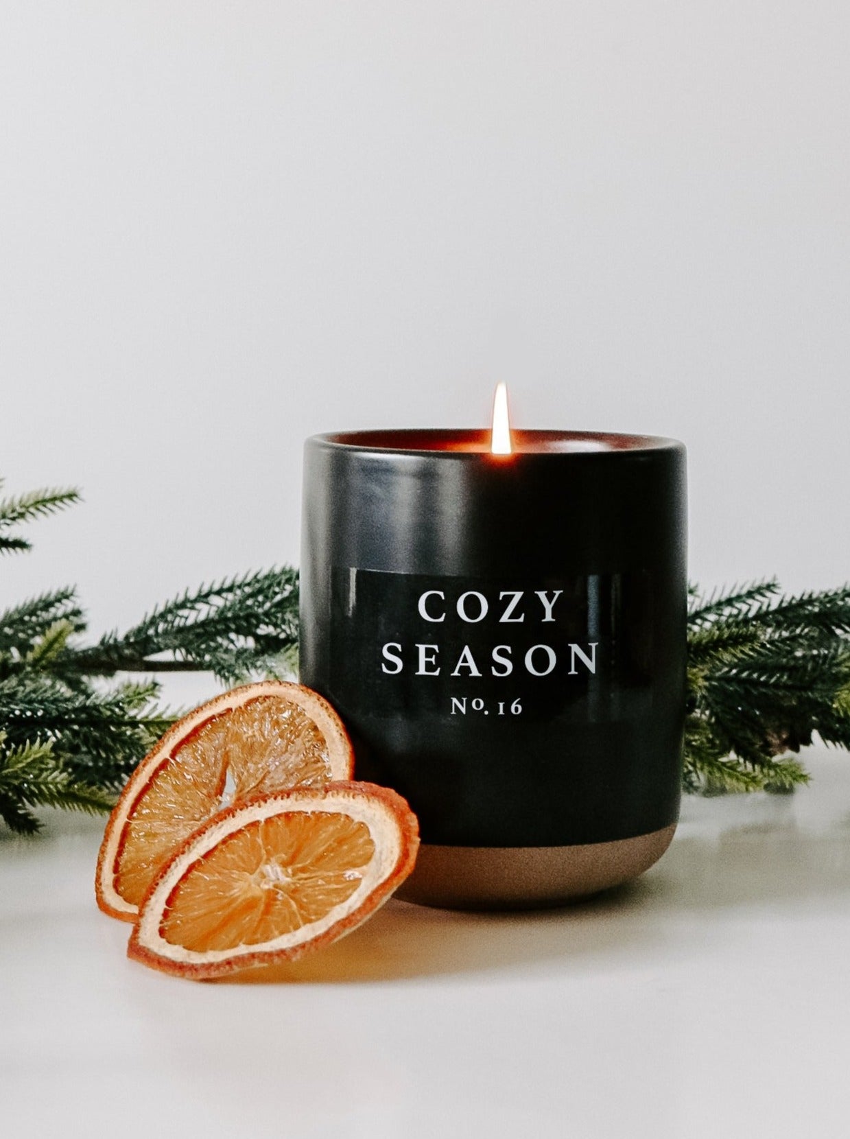 12 oz Black Stoneware Jar Soy Candle - Cozy Season Scent for Home, Relaxation & Gifts | Perfect for Living Room, Bedroom & Bathroom Decor