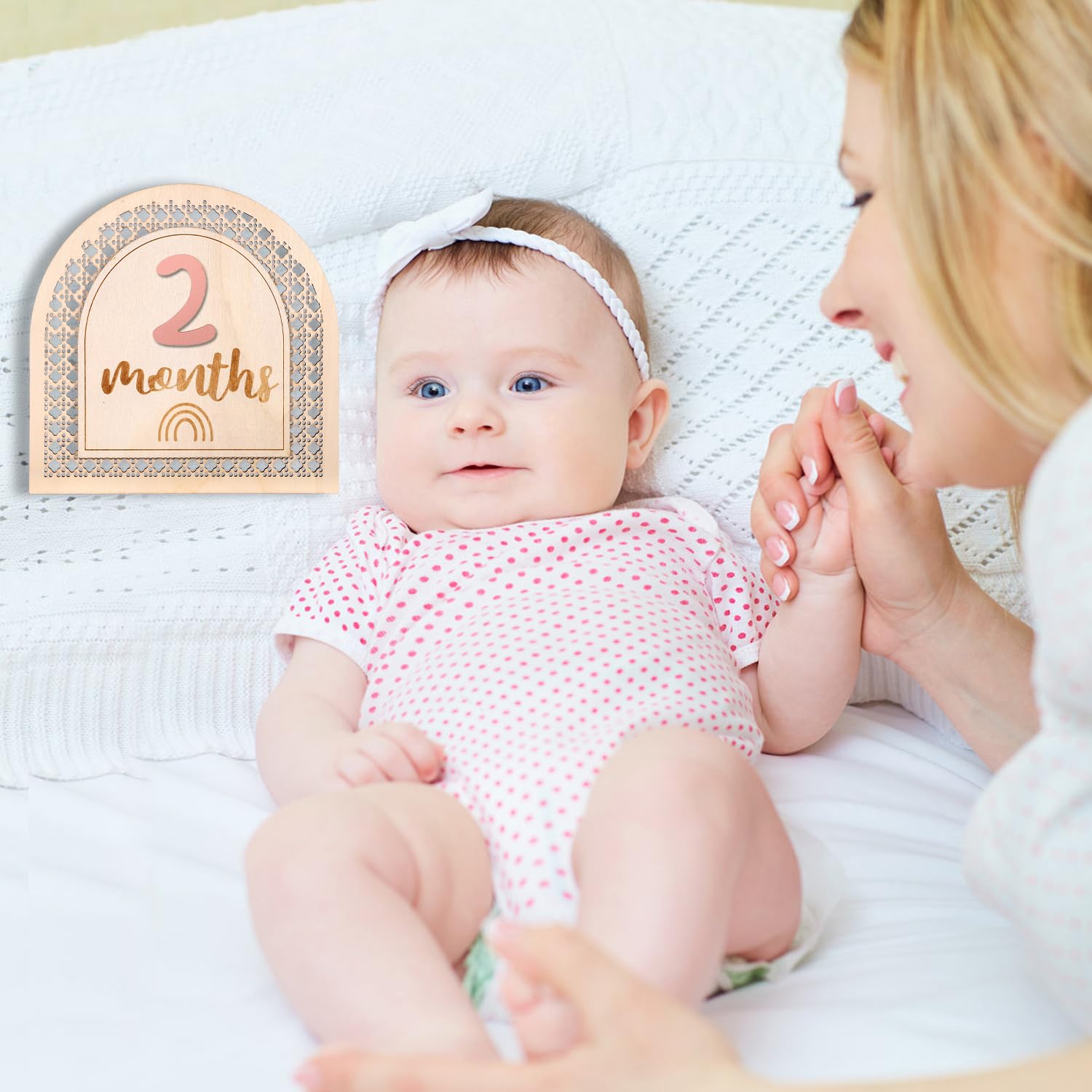 1-10 Month Wooden Baby Signs - 7.09x7.09 Inch Gender Neutral Monthly Milestone Markers for Newborn Boys & Girls - Perfect for Nursery Decor, Baby Showers, and First Birthday Photo Props