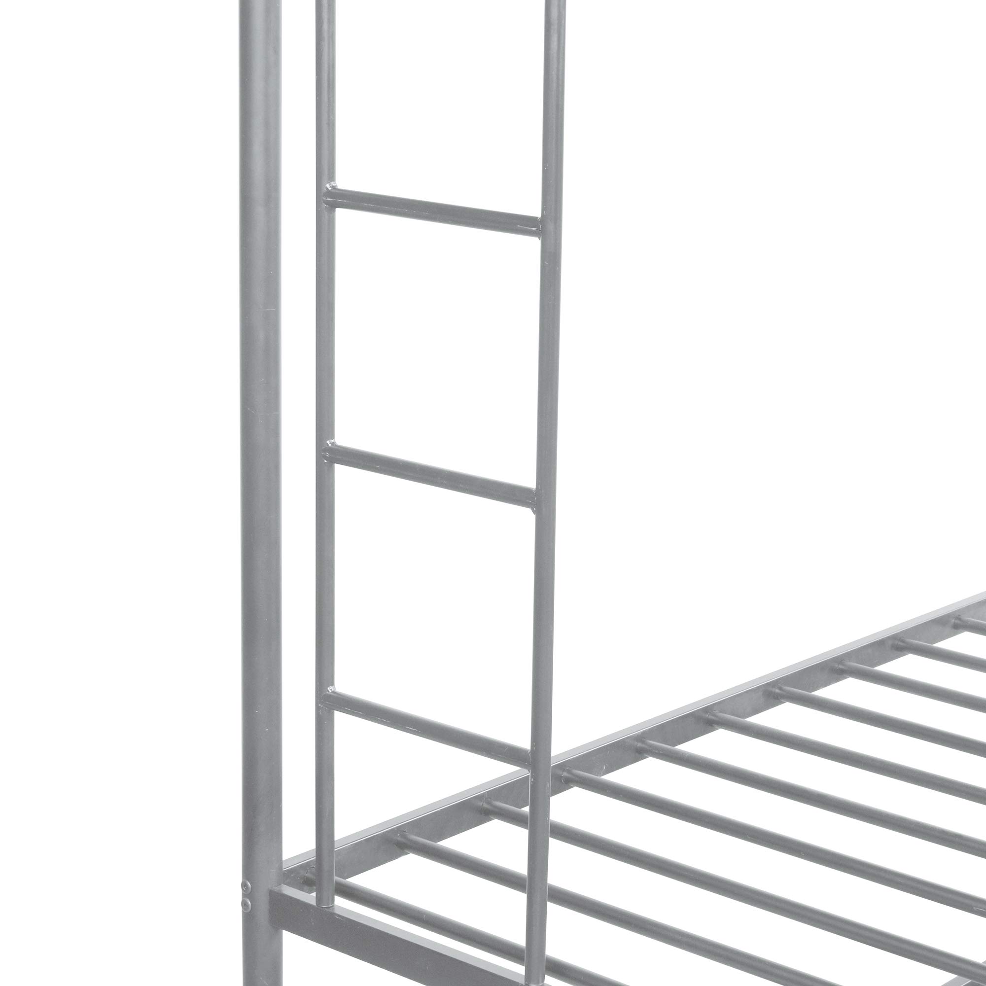Metal Bunk Beds Twin Over Full Size with 2 Ladders & Trundle - Sturdy Space-Saving Bed Frame for Kids, Teens & Adults in Silver | Perfect for Small Bedrooms, Guest Rooms & Dormitories